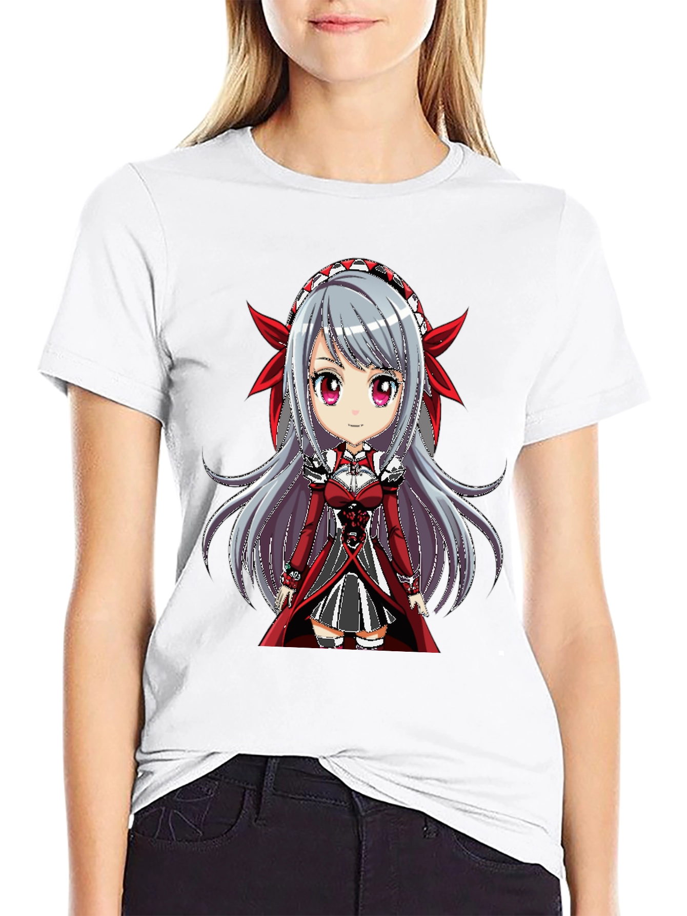 Anime Girl Graphic Tee - Black T-Shirt