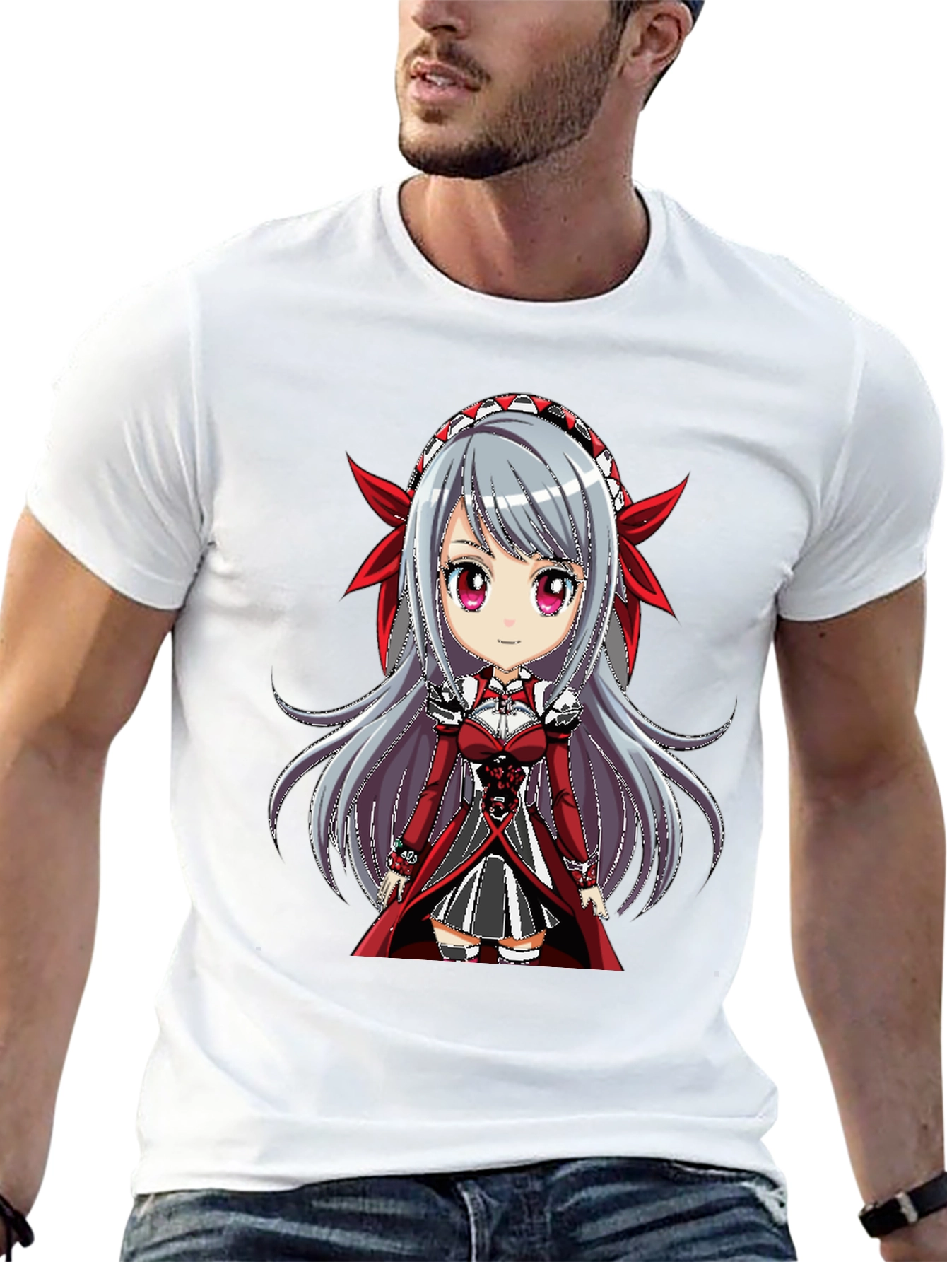 Anime Girl Graphic Tee - Black T-Shirt