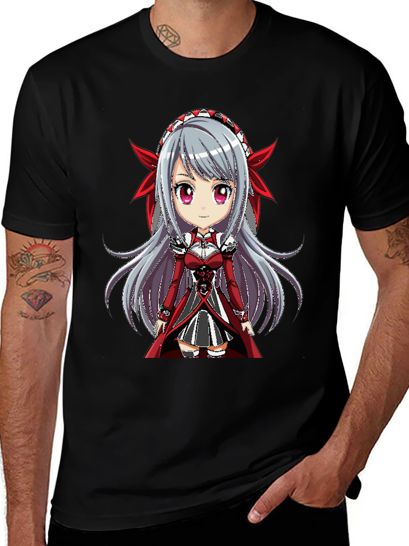 Anime Girl Graphic Tee - Black T-Shirt