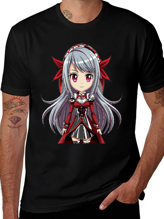 Anime Girl Graphic Tee - Black T-Shirt