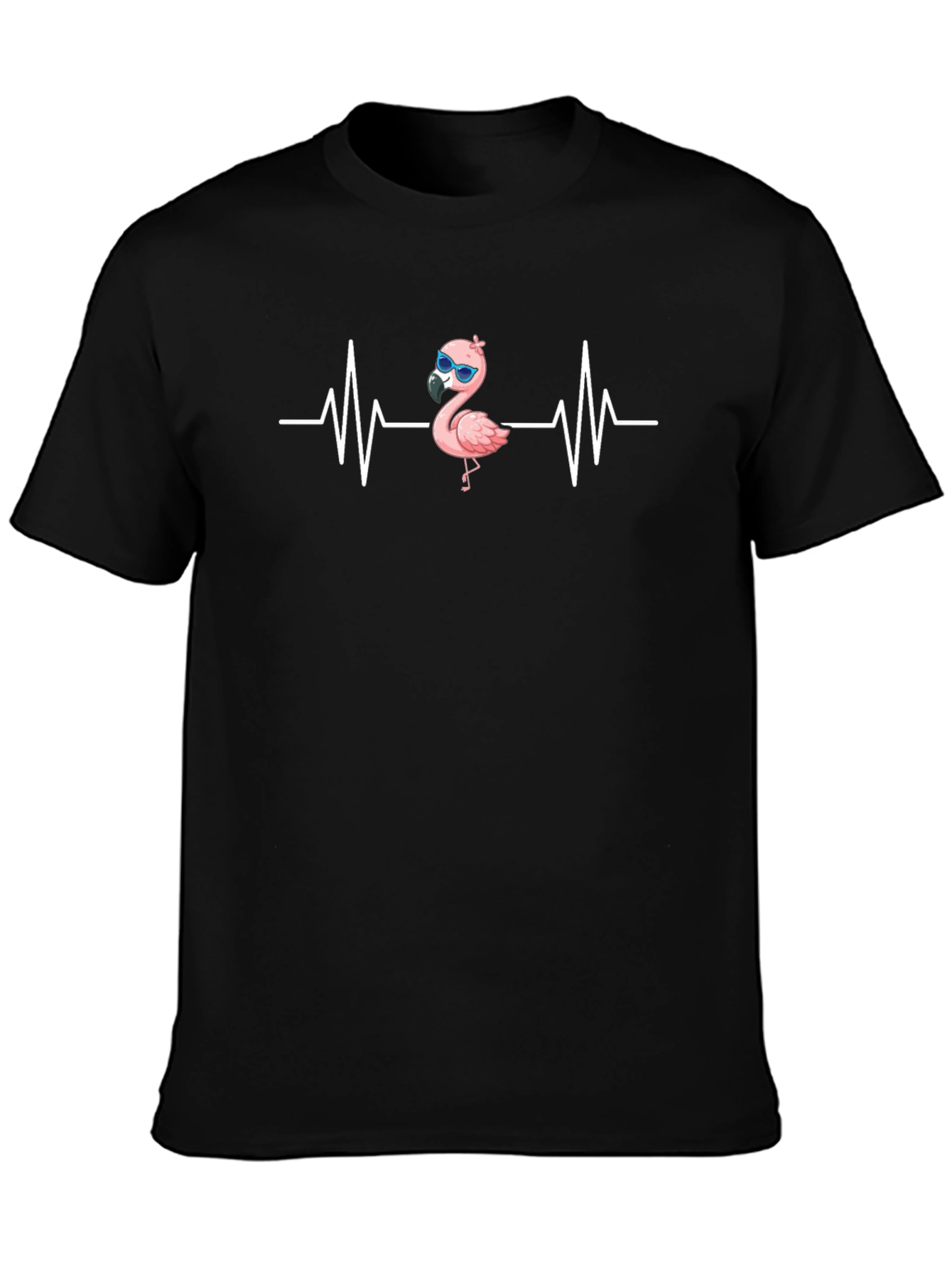 Flamingo Heartbeat Graphic Tee - Black