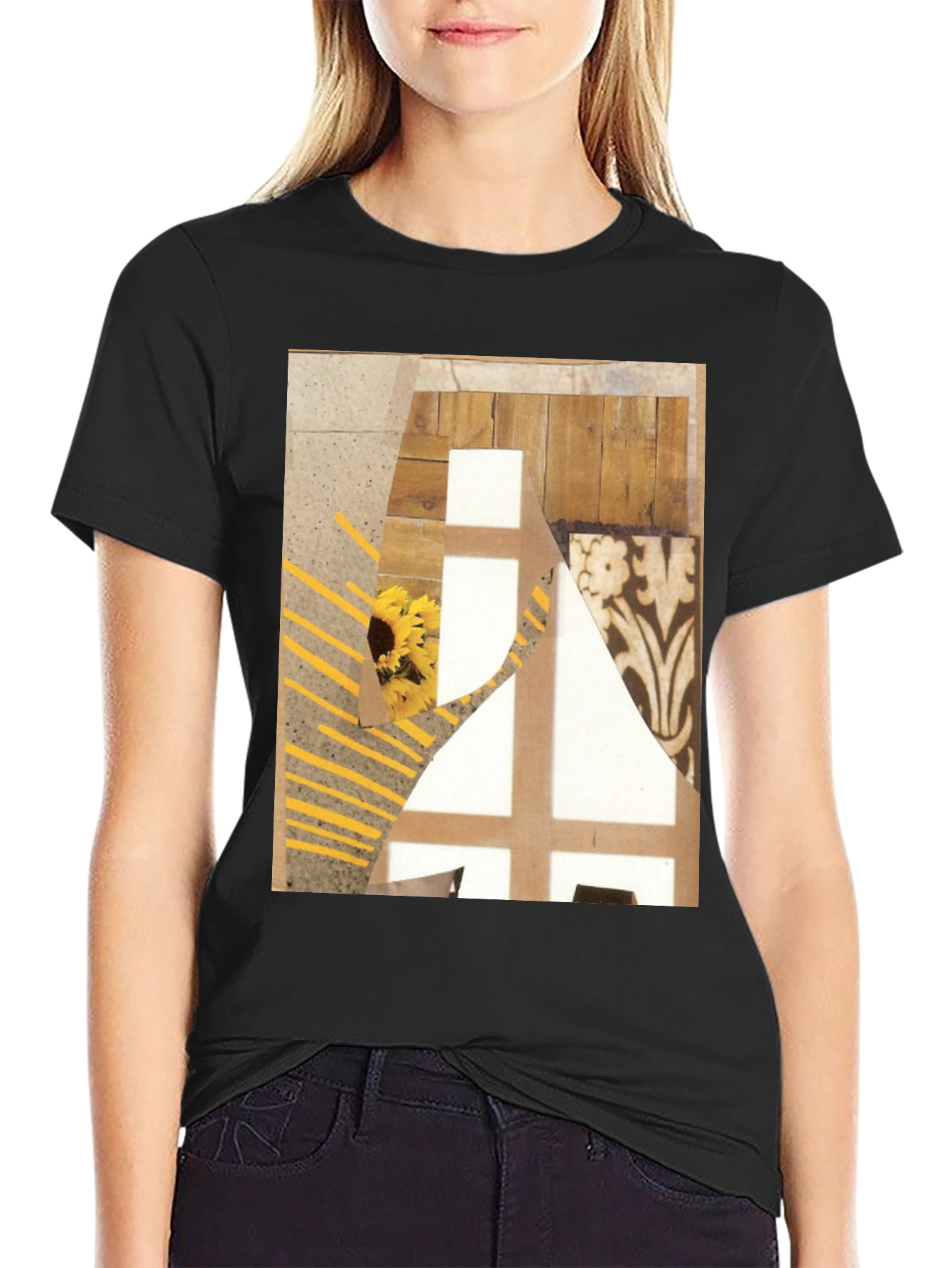 Abstract Art Graphic Tee - Black Cotton T-Shirt