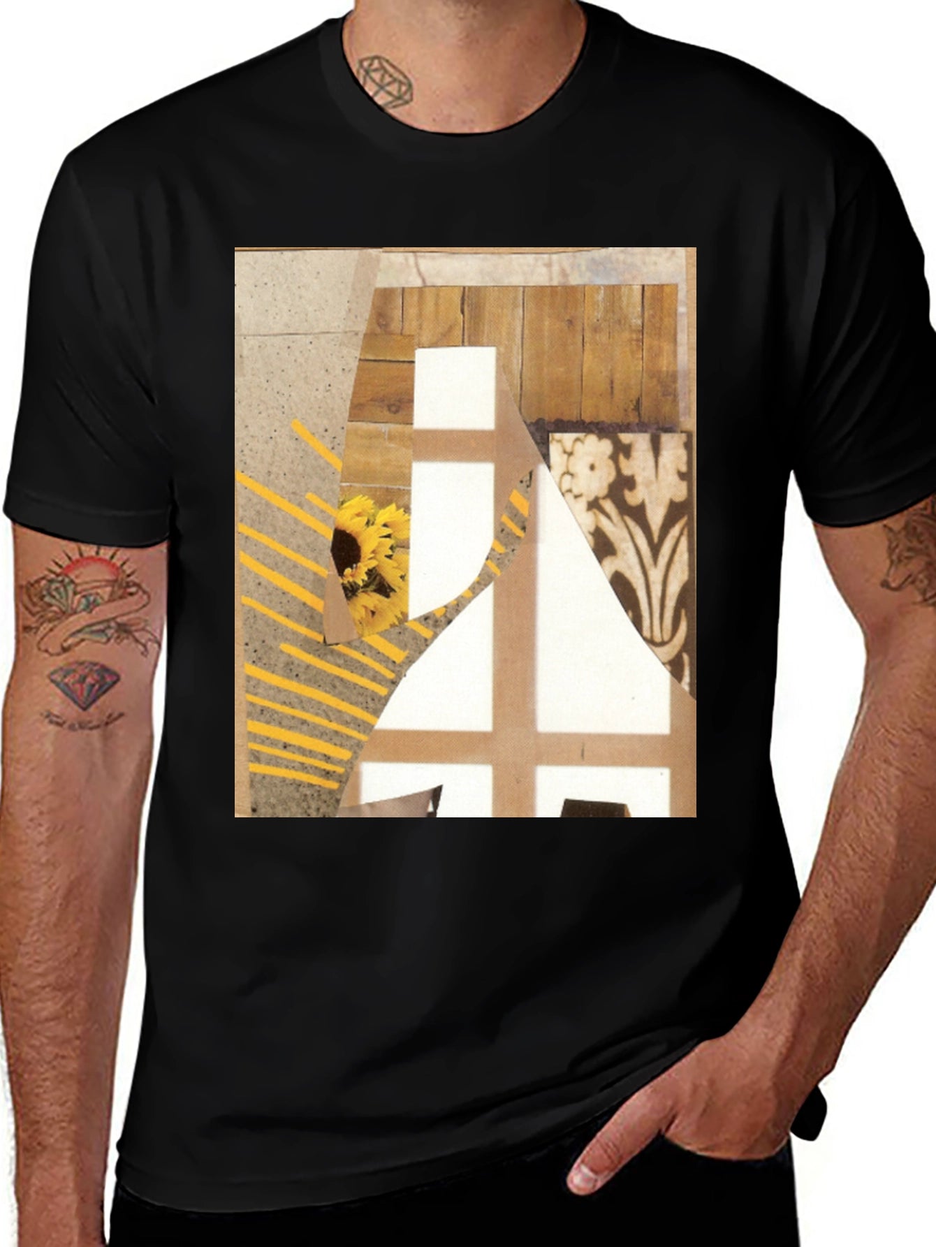 Abstract Art Graphic Tee - Black Cotton T-Shirt