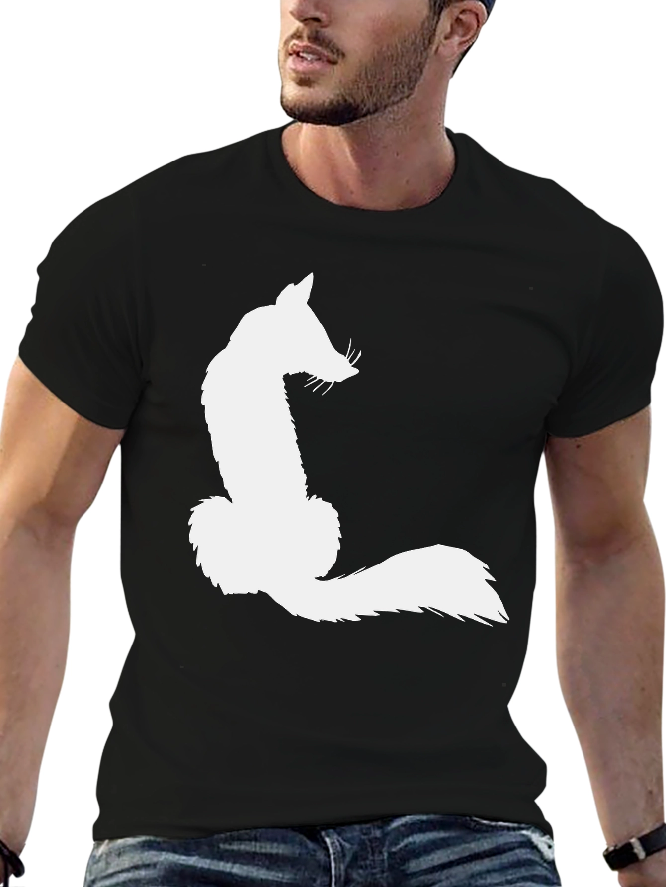 Fox Silhouette Graphic Tee - Black Cotton Blend