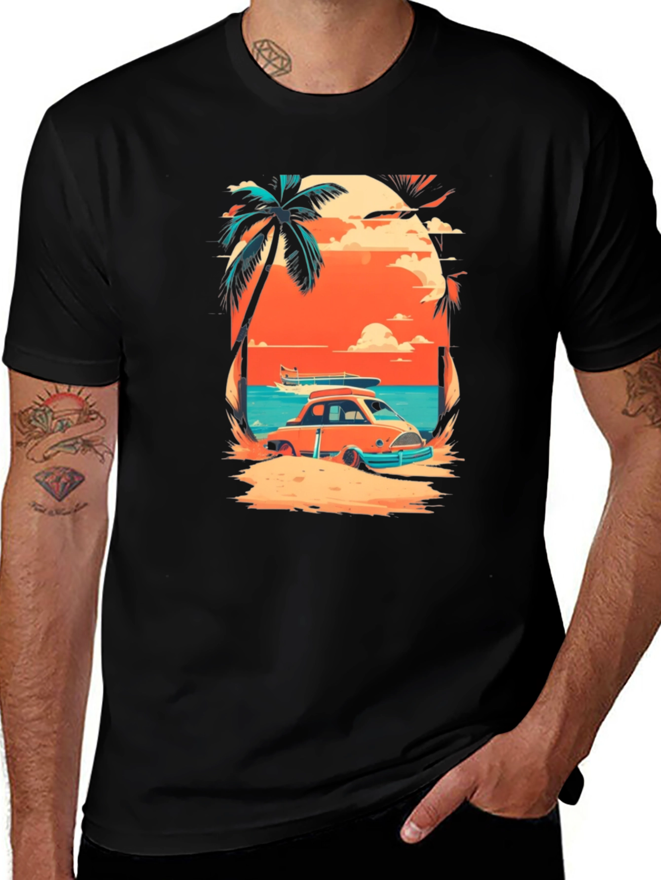 Sunset Beach Car Graphic Tee