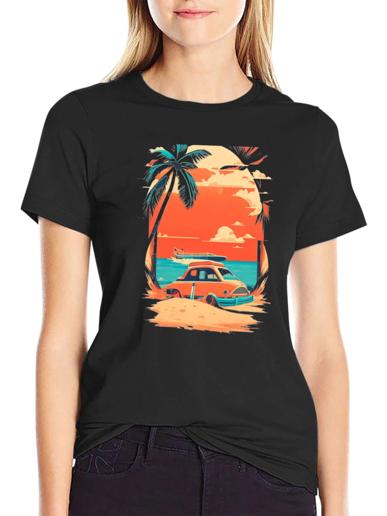Sunset Beach Car Graphic Tee