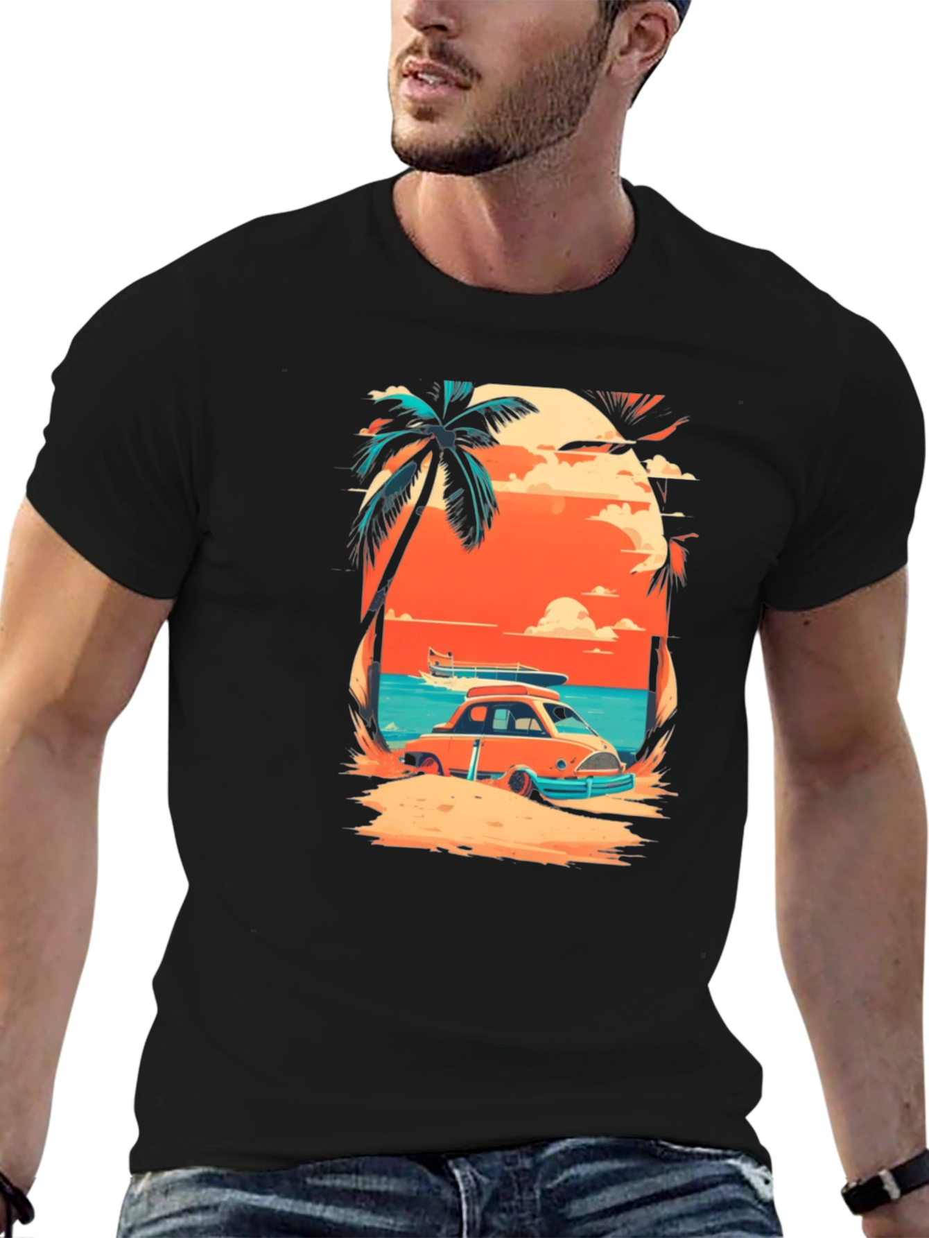 Sunset Beach Car Graphic Tee