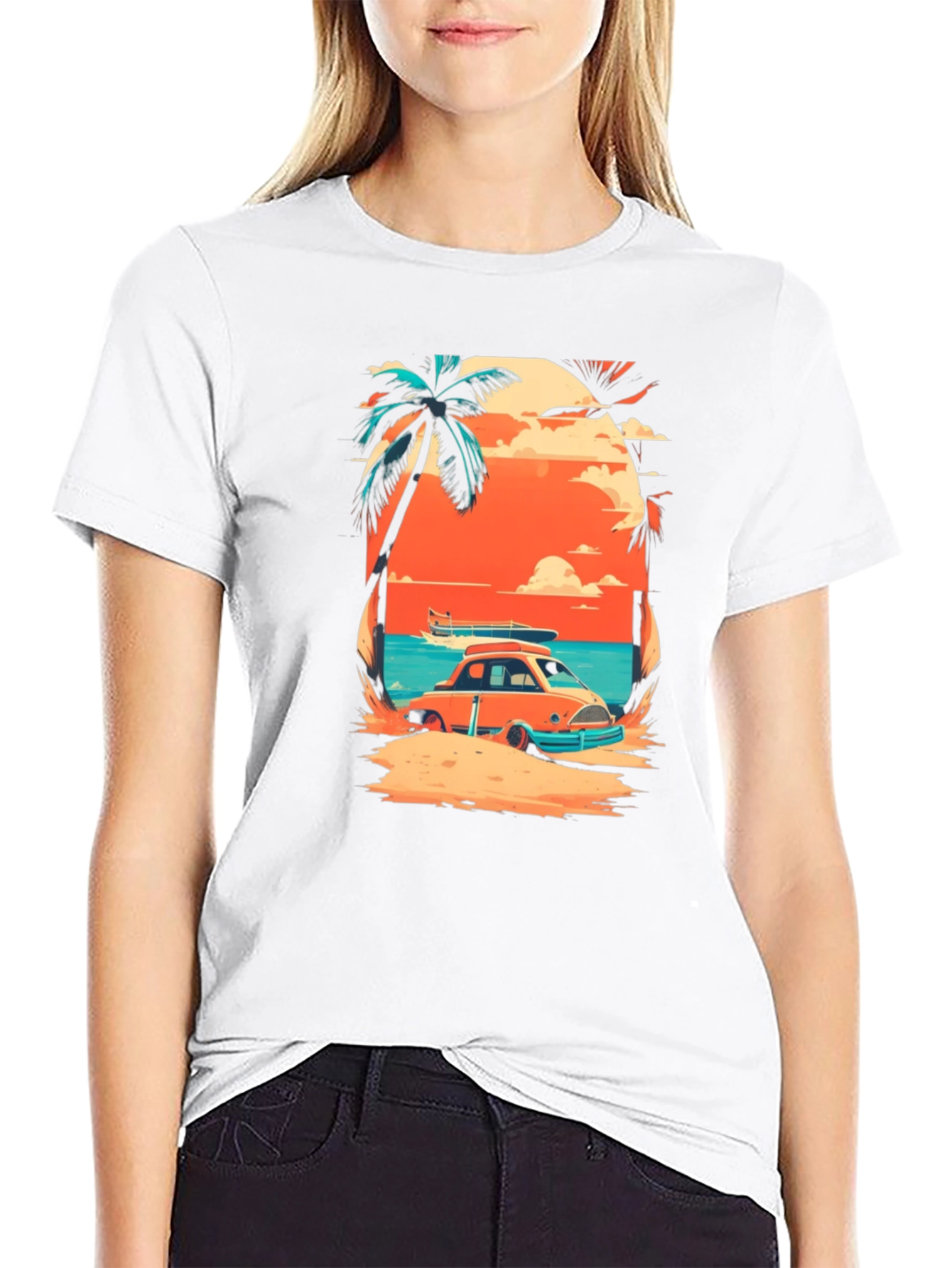 Sunset Beach Car Graphic Tee