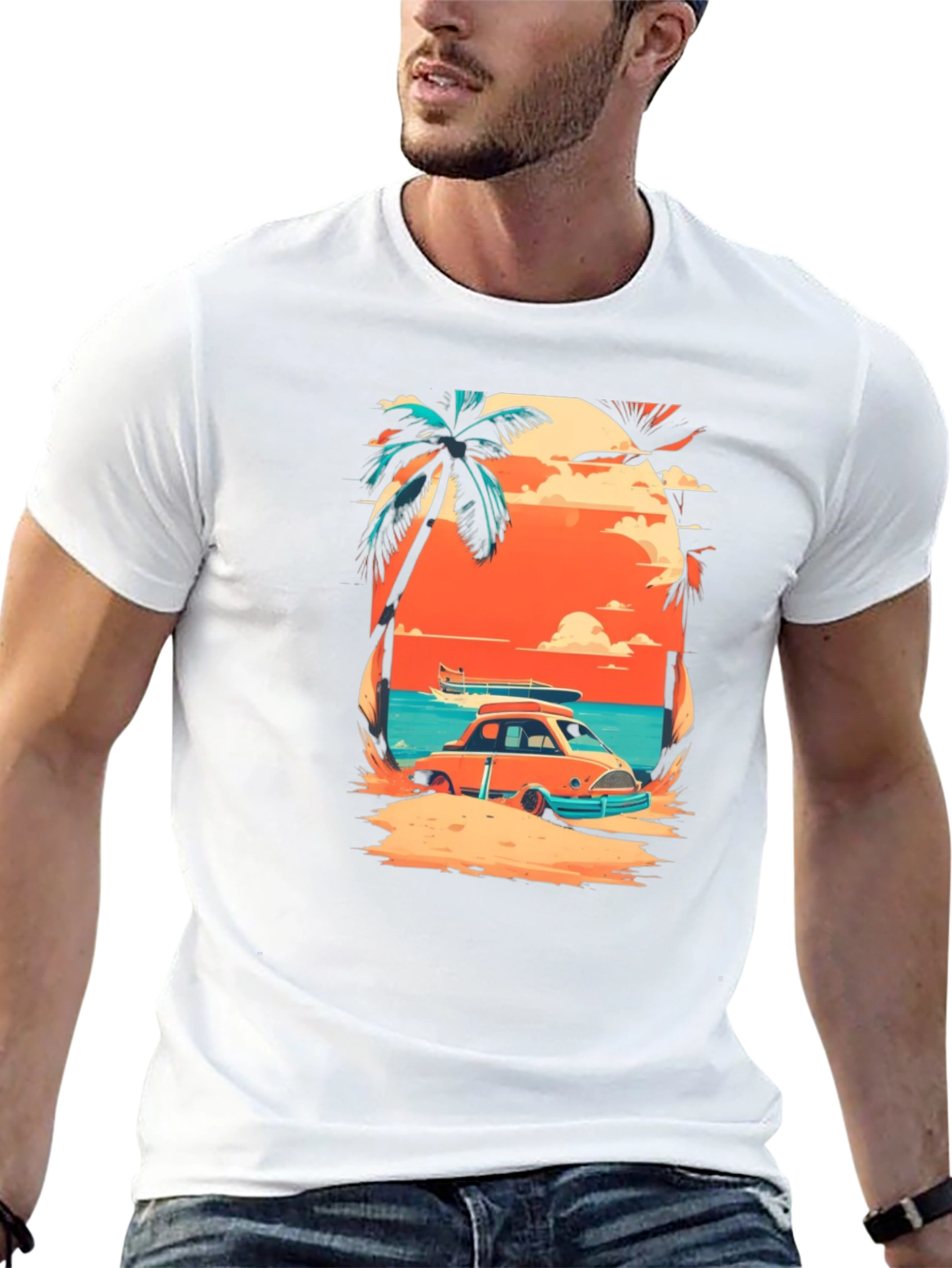 Sunset Beach Car Graphic Tee