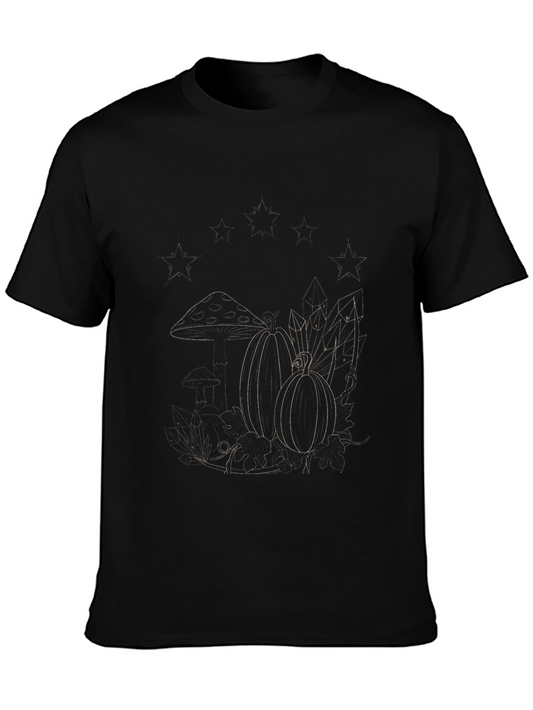 Mens Black Tee with Fall Graphic