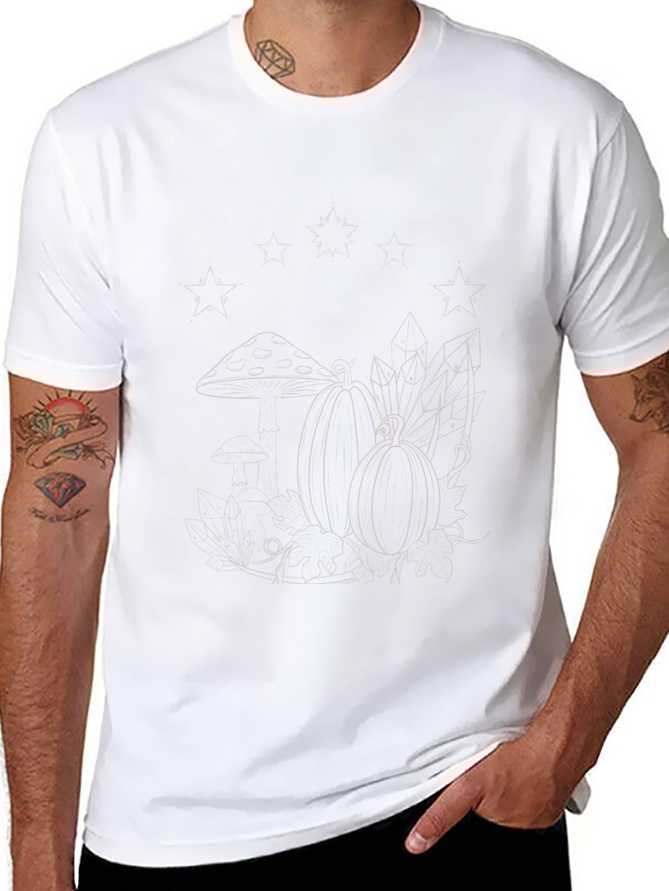 Mens Black Tee with Fall Graphic