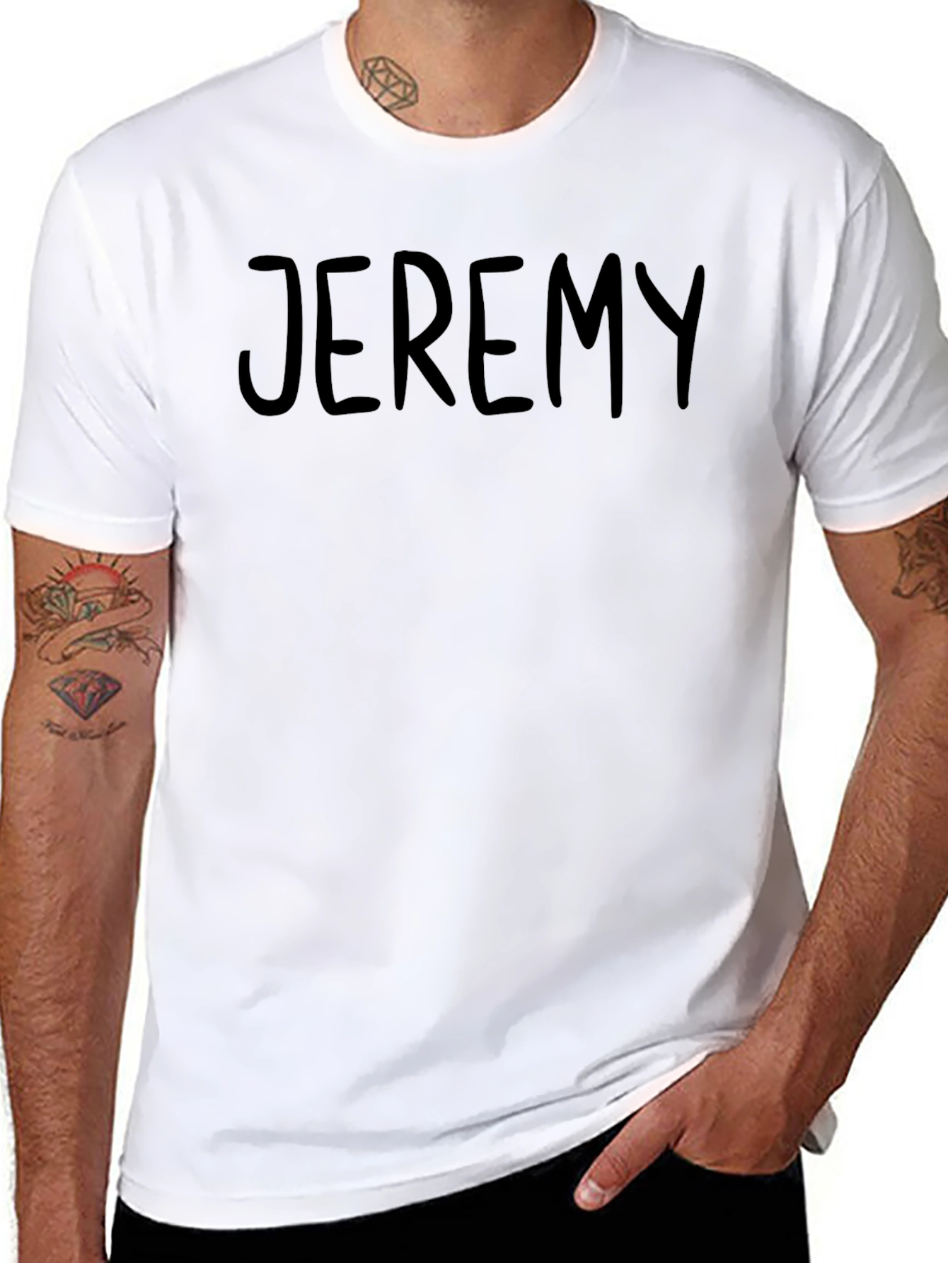 JEREMY Print Black Crew Neck T-Shirt