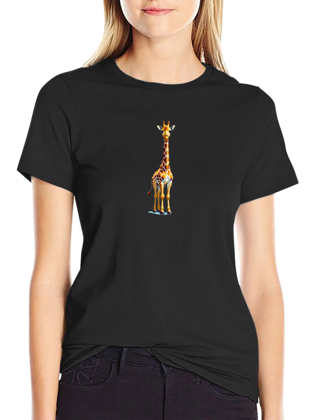Giraffe Graphic Tee - Stylish Black T-Shirt