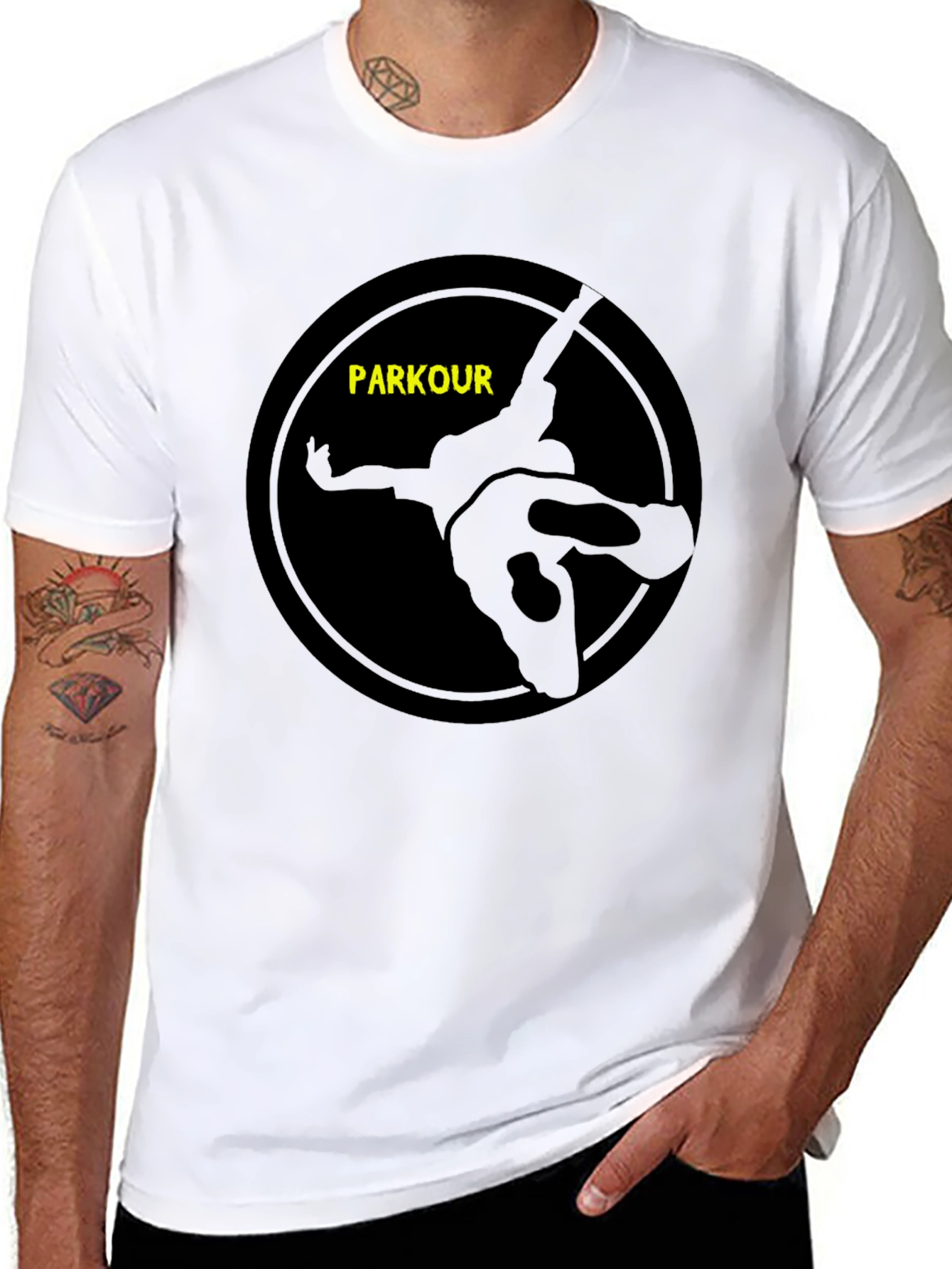 Parkour Silhouette Graphic Tee - Black