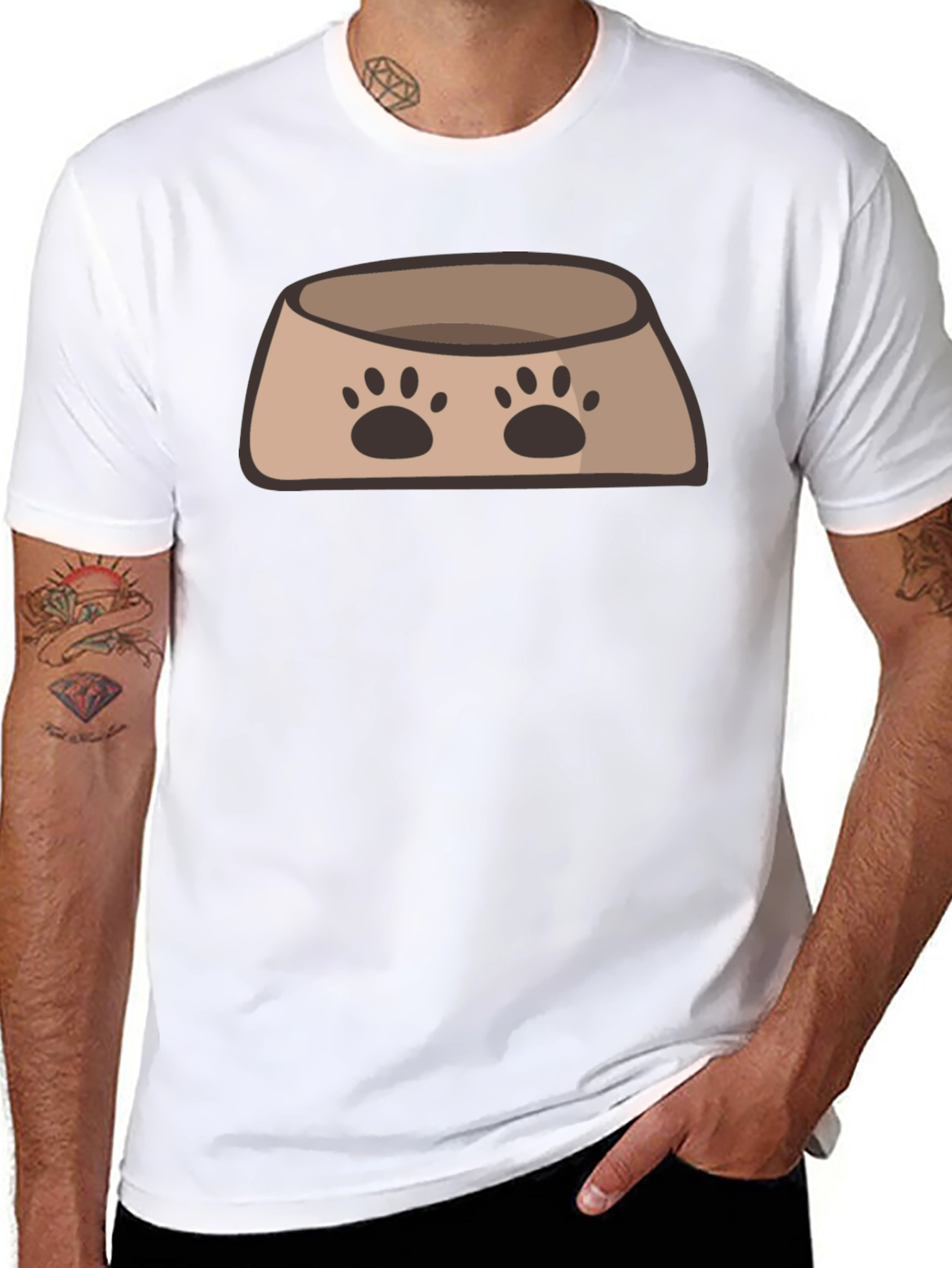 Dog Bowl Graphic T-Shirt - Cute Pet Lover Tee