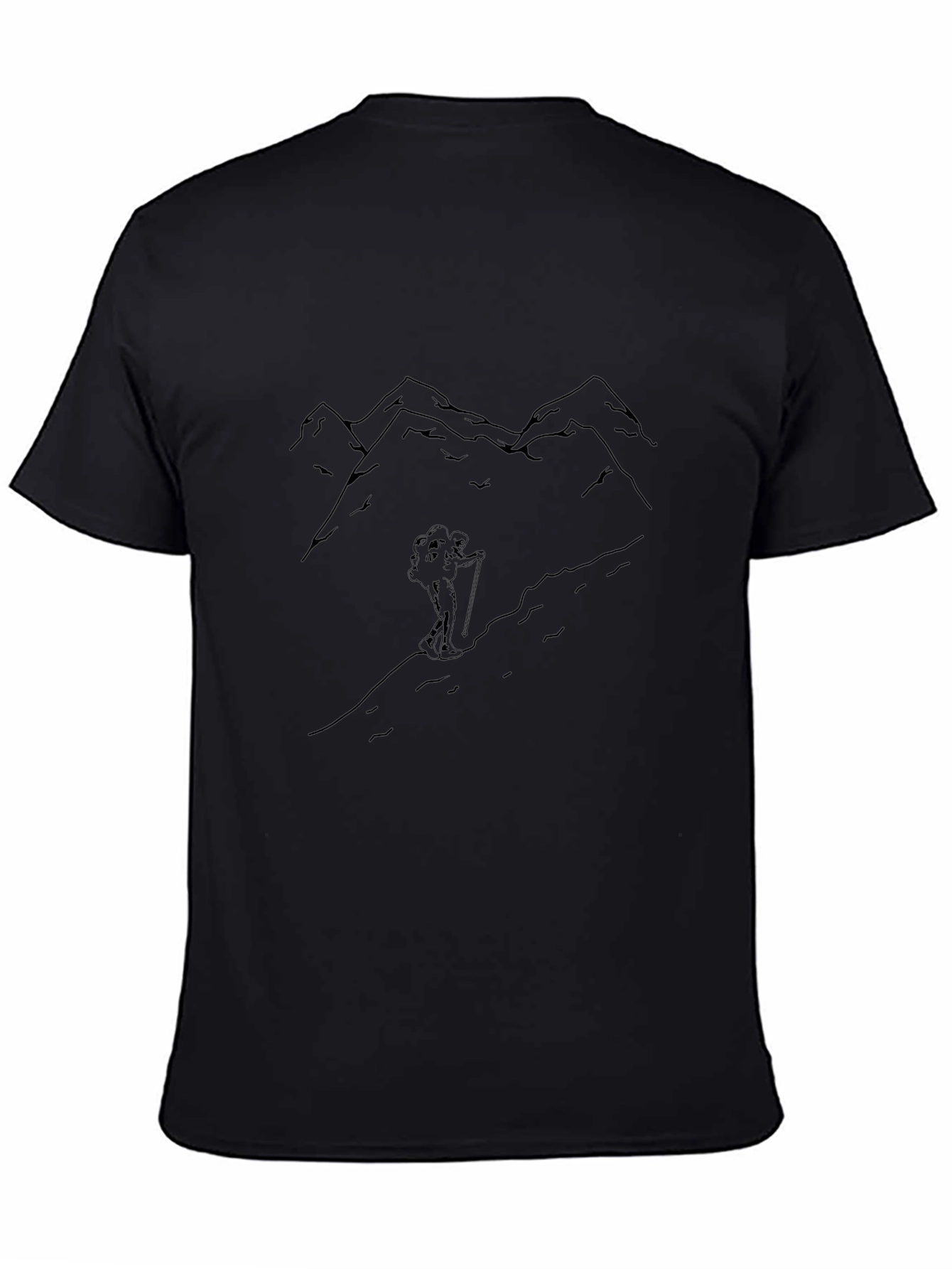 Mountain Hiker Graphic Tee - Black Cotton