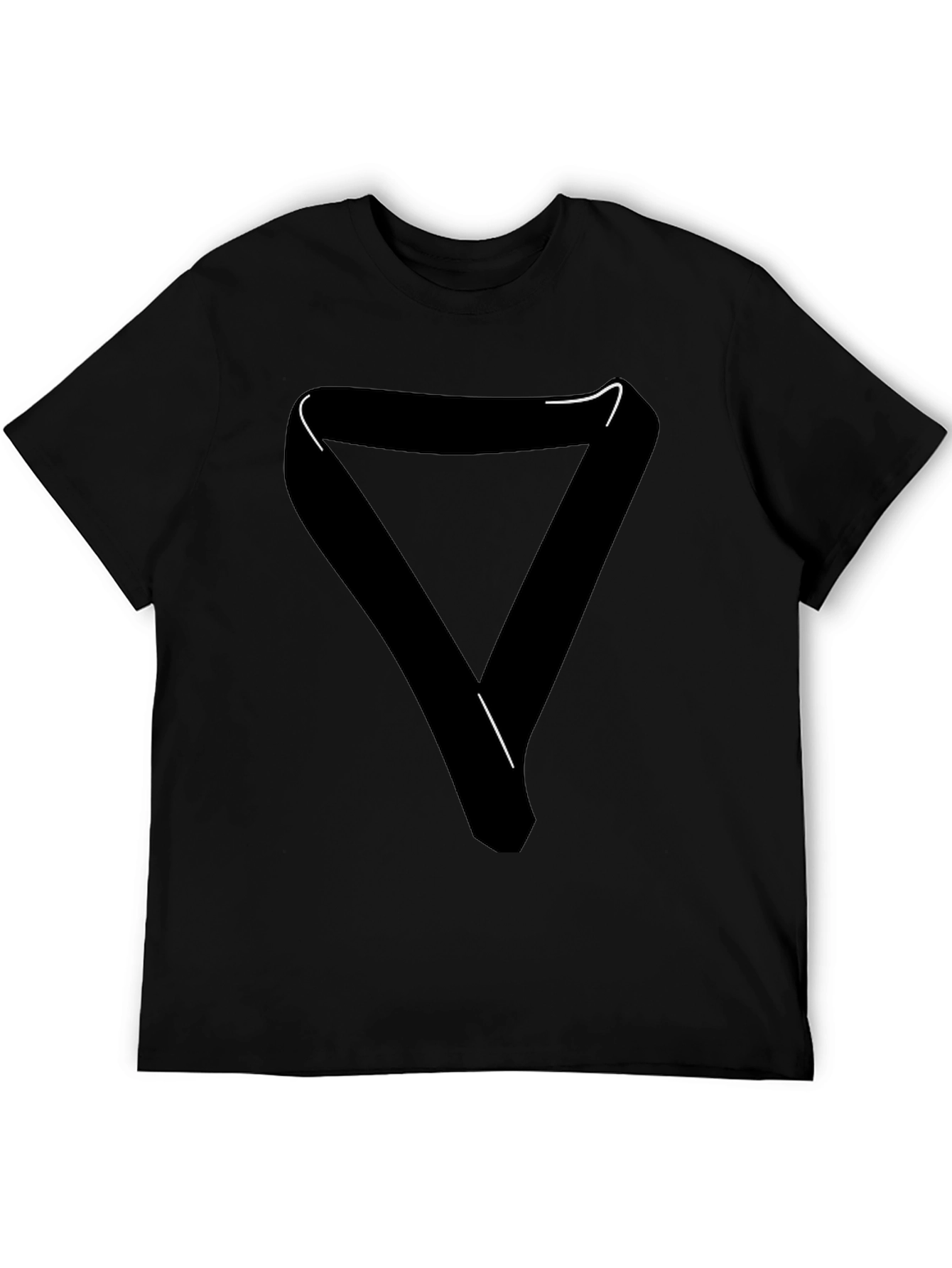 Black T-Shirt with Graphic Triangle Design - Modern Style