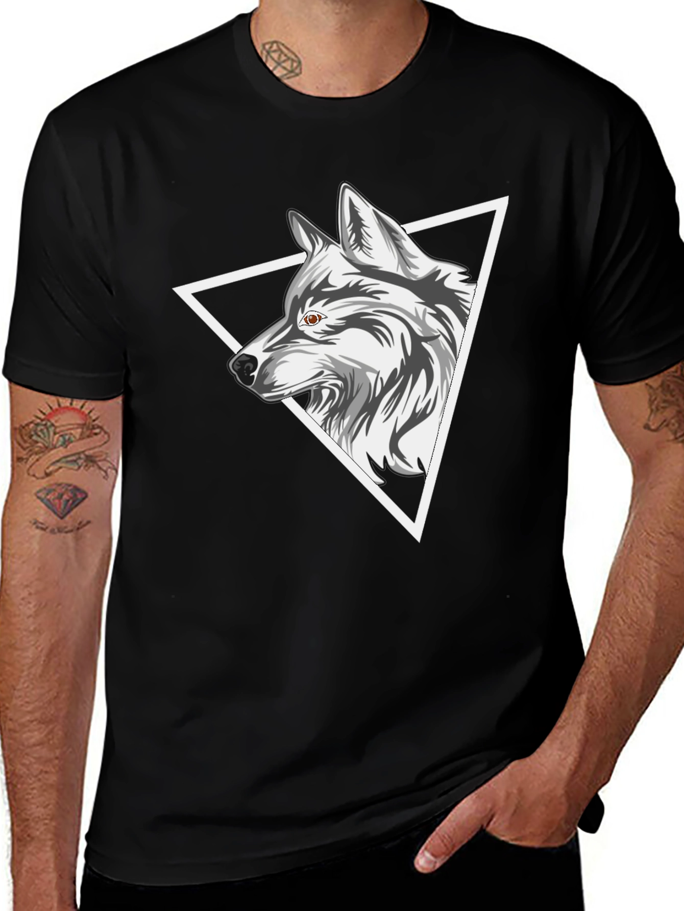 Wolf Triangle Graphic Tee - Black