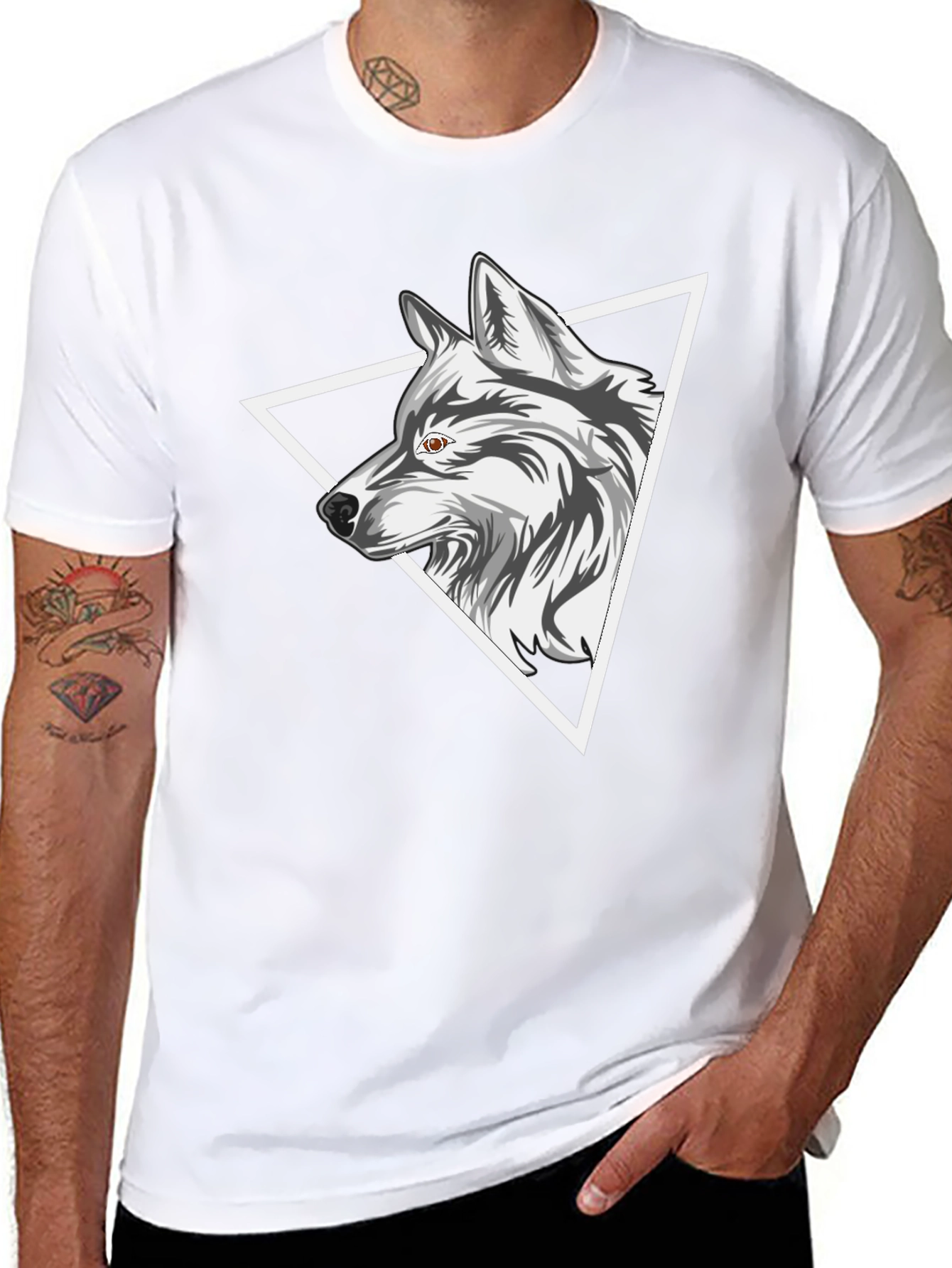 Wolf Triangle Graphic Tee - Black
