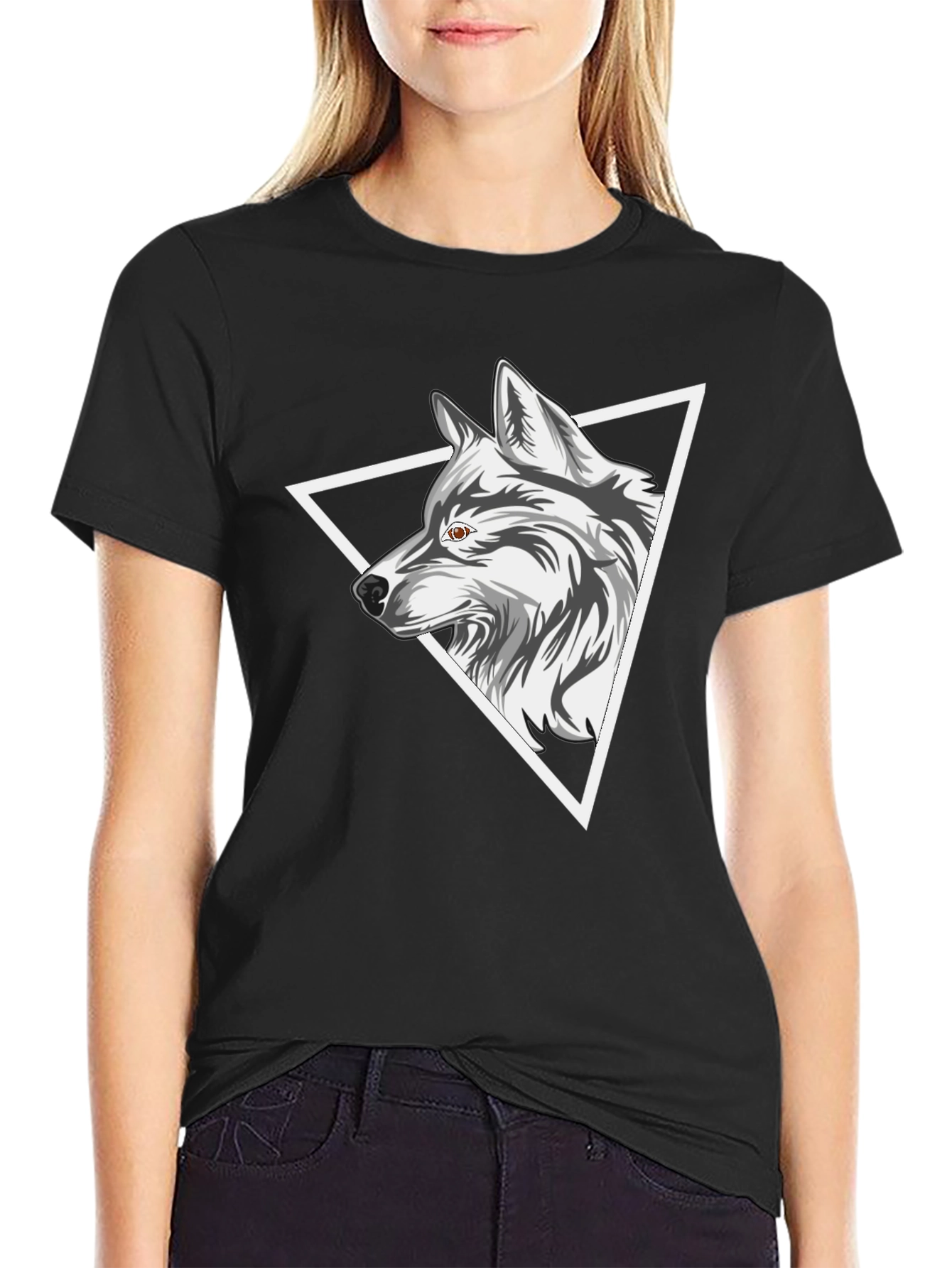 Wolf Triangle Graphic Tee - Black