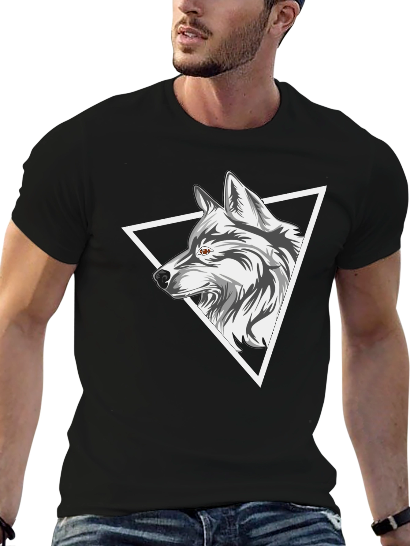 Wolf Triangle Graphic Tee - Black