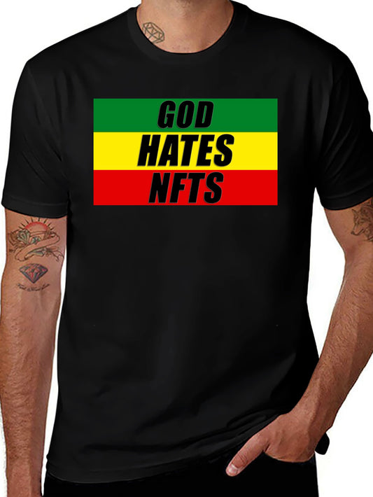 God Hates NFTs Graphic Tee - Black Short Sleeve T-Shirt