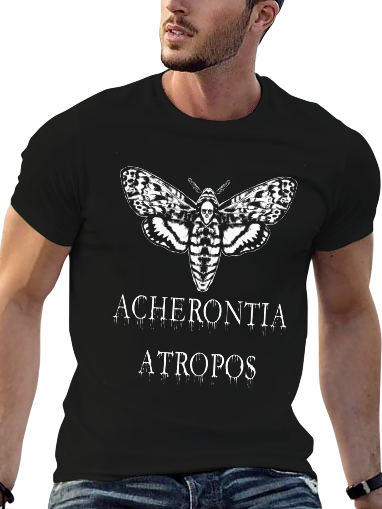 Acherontia Atropos Moth Graphic Tee - Black