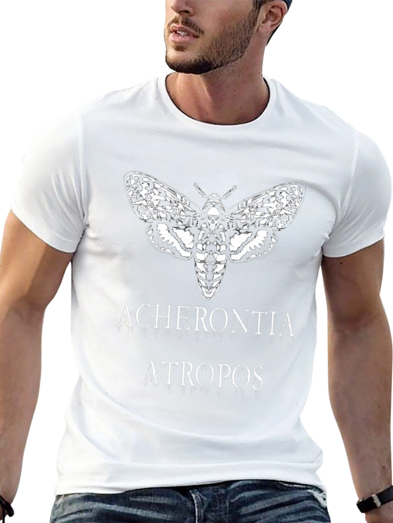 Acherontia Atropos Moth Graphic Tee - Black