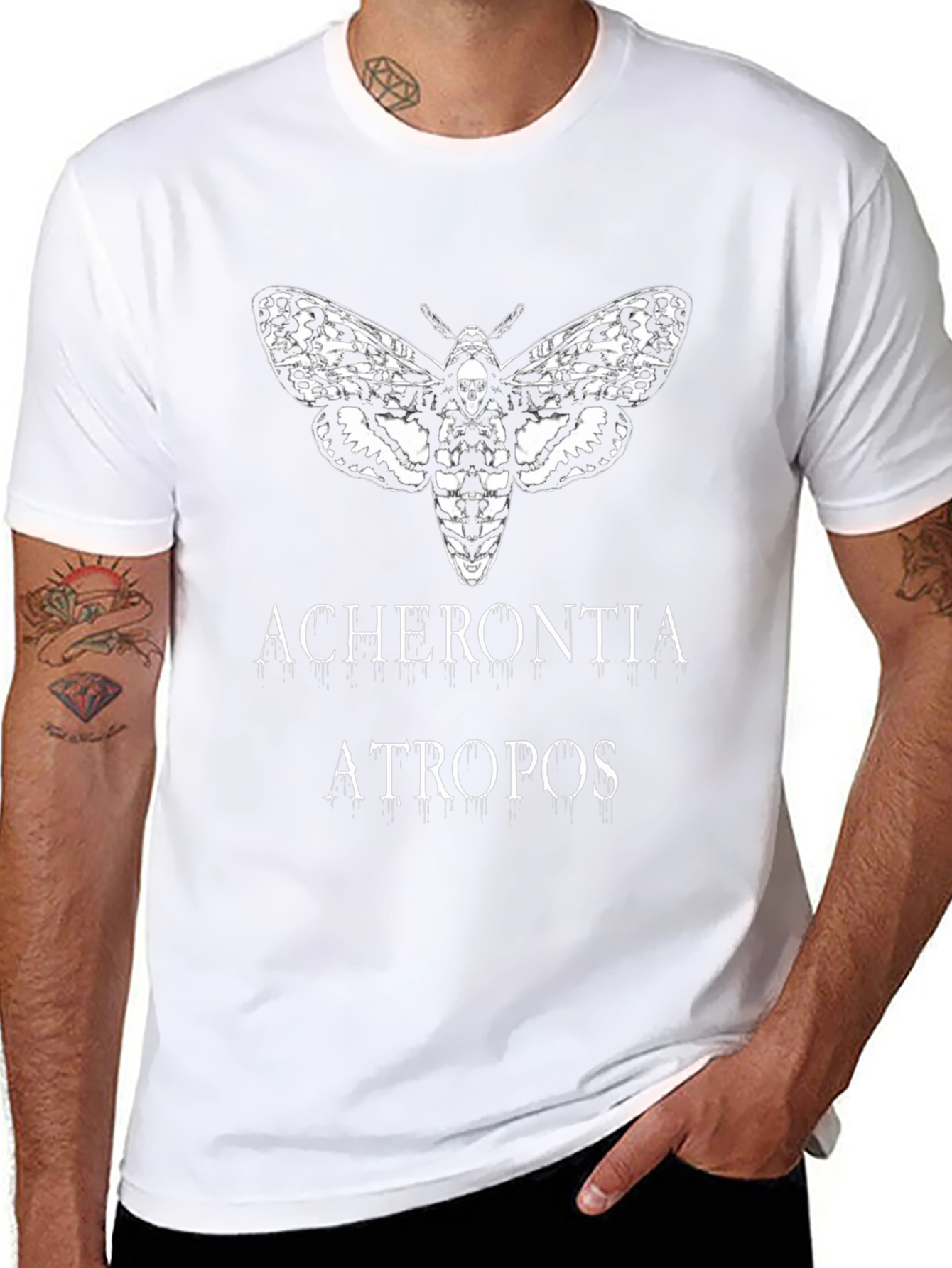 Acherontia Atropos Moth Graphic Tee - Black