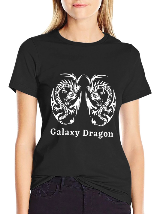 Galaxy Dragon Graphic Tee - Black Cotton T-Shirt