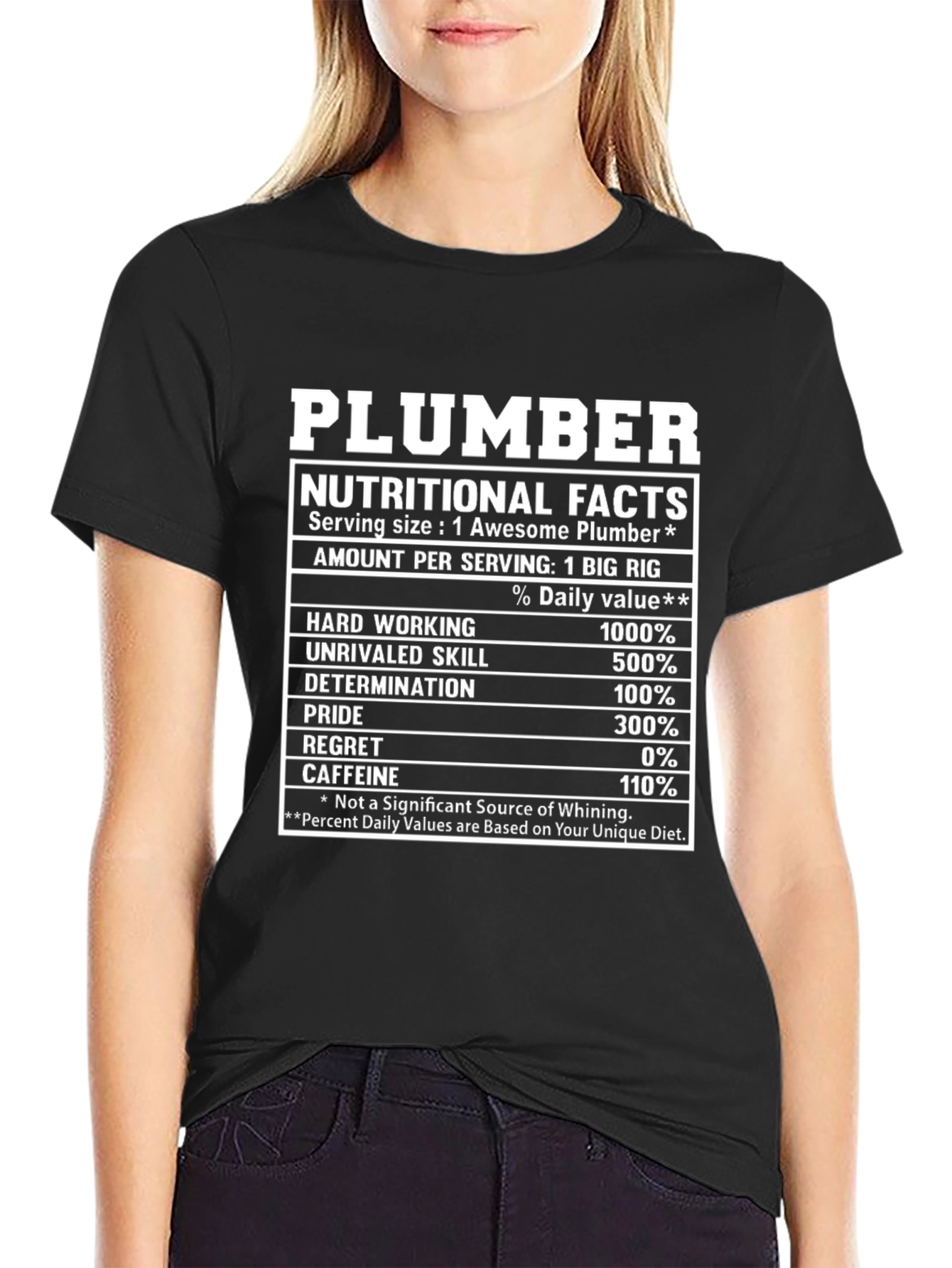 Funny Plumber Nutritional Facts Black T-Shirt