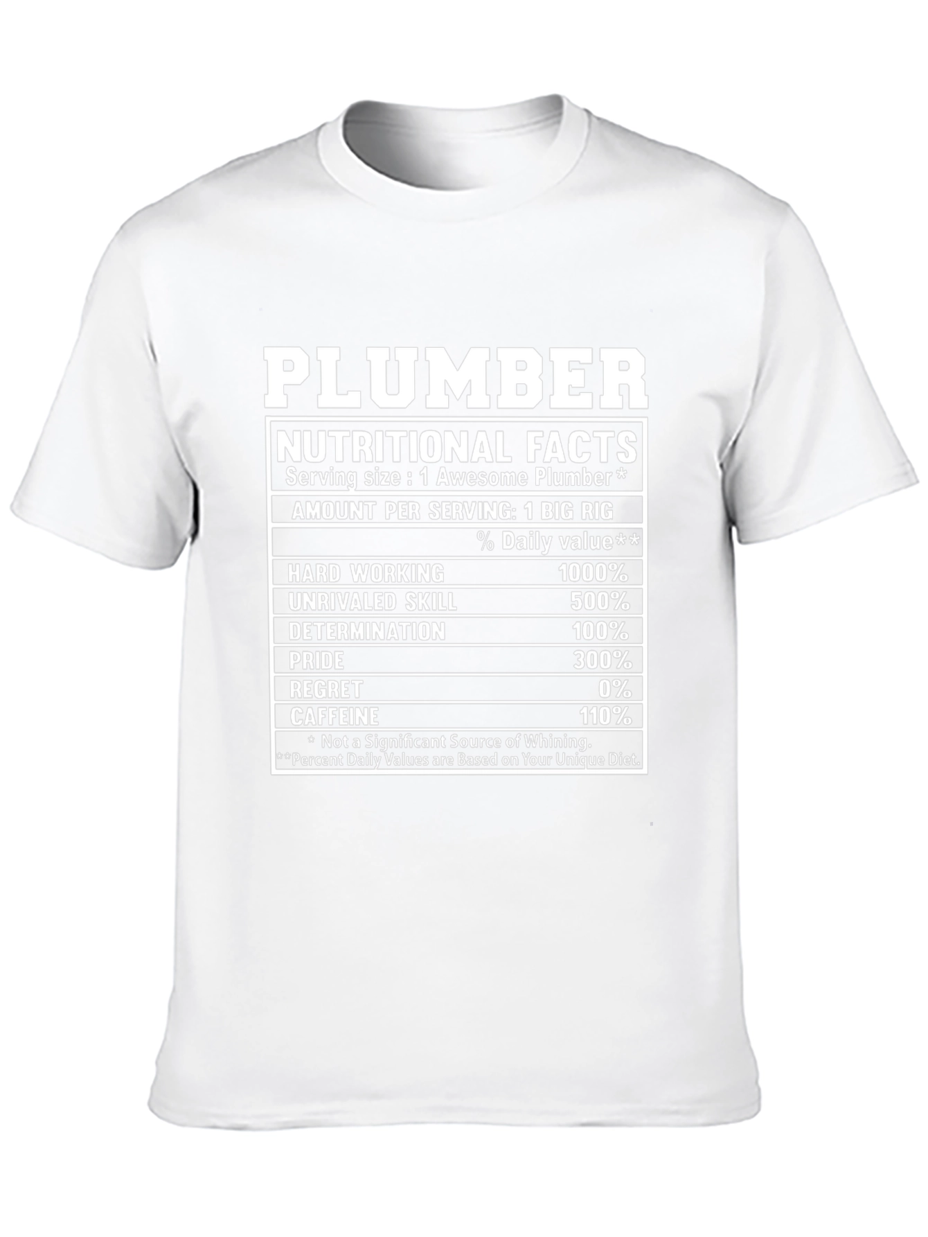 Funny Plumber Nutritional Facts Black T-Shirt