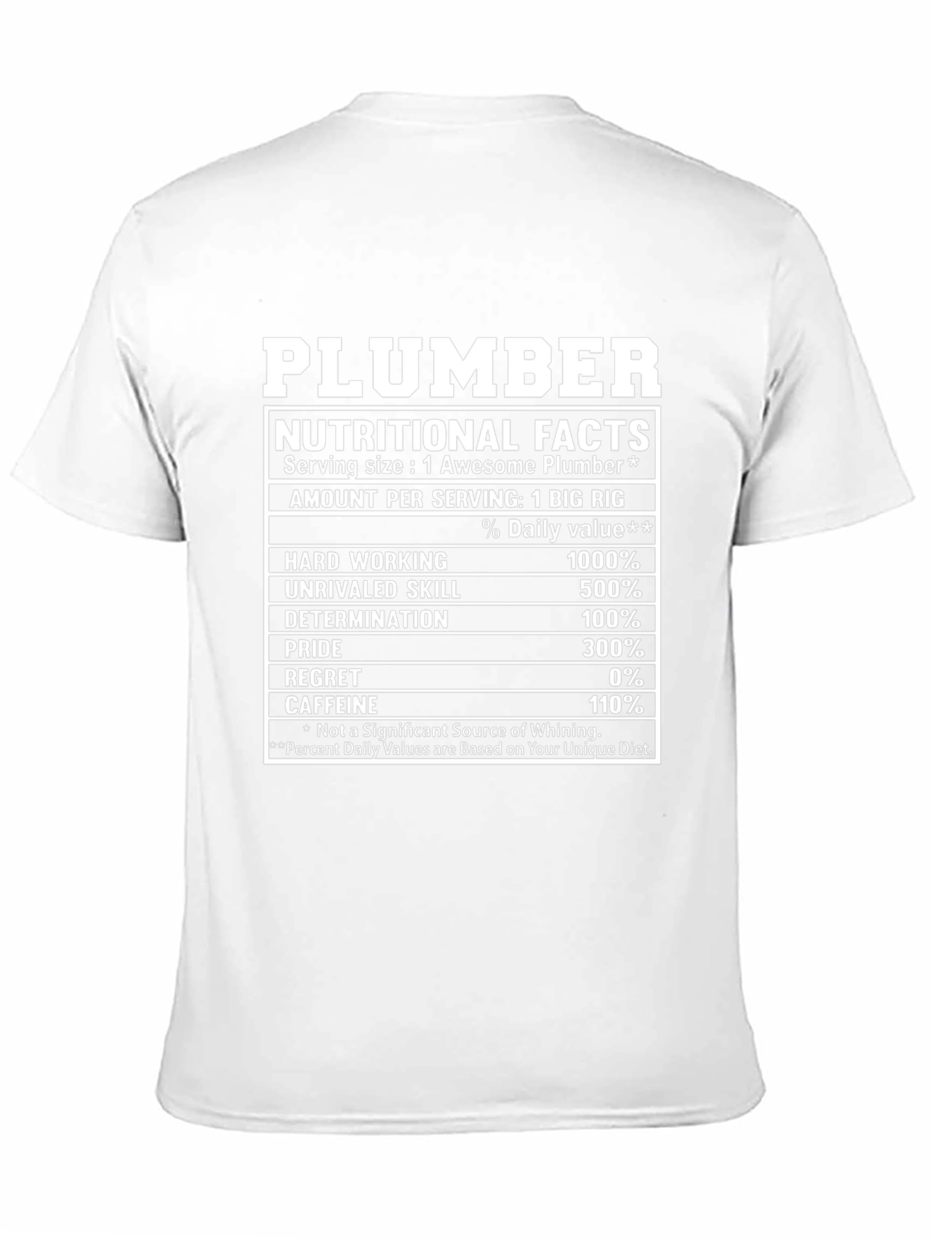 Funny Plumber Nutritional Facts Black T-Shirt