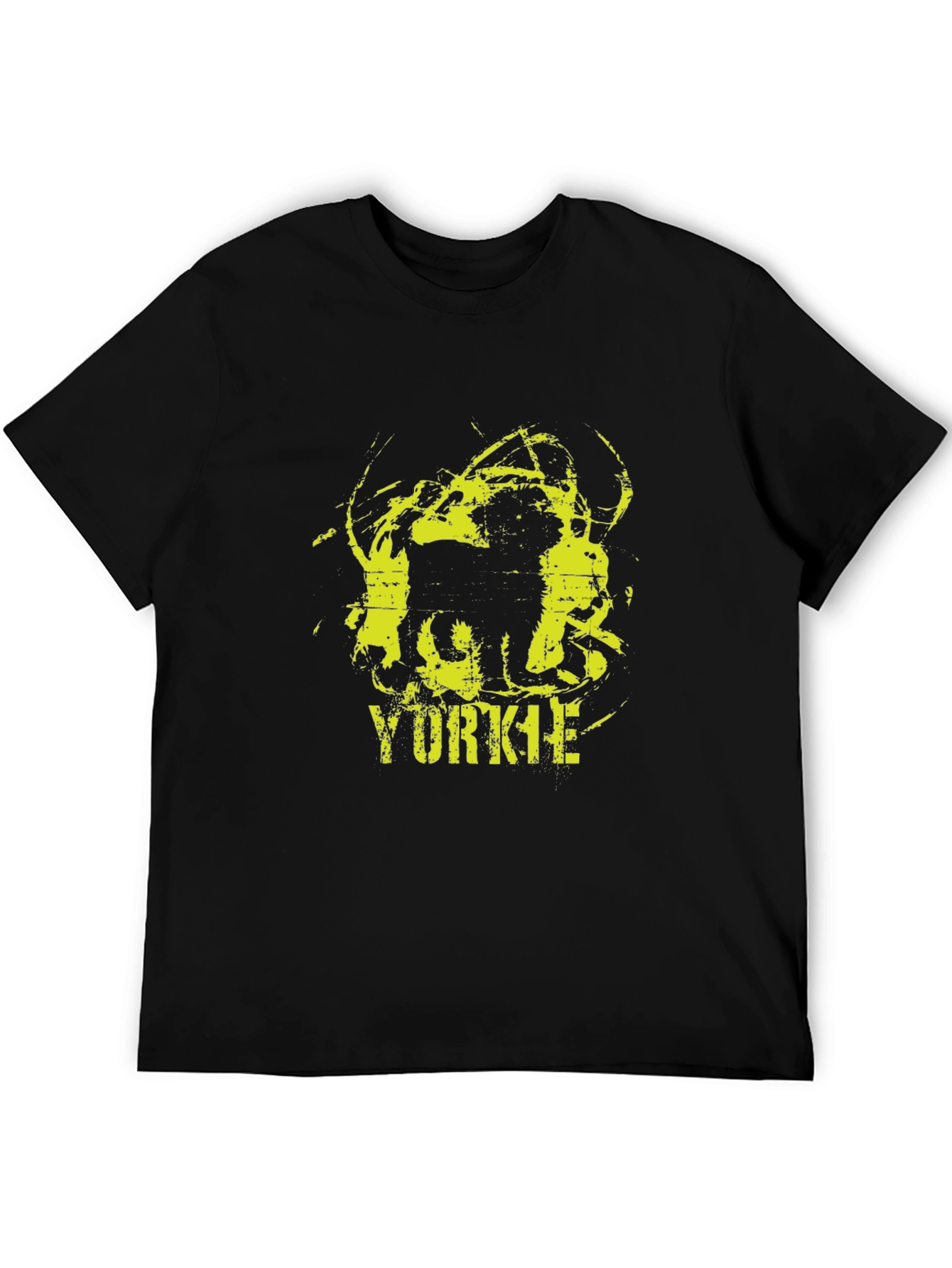 Yorkie Dog Graphic Print Black T-Shirt