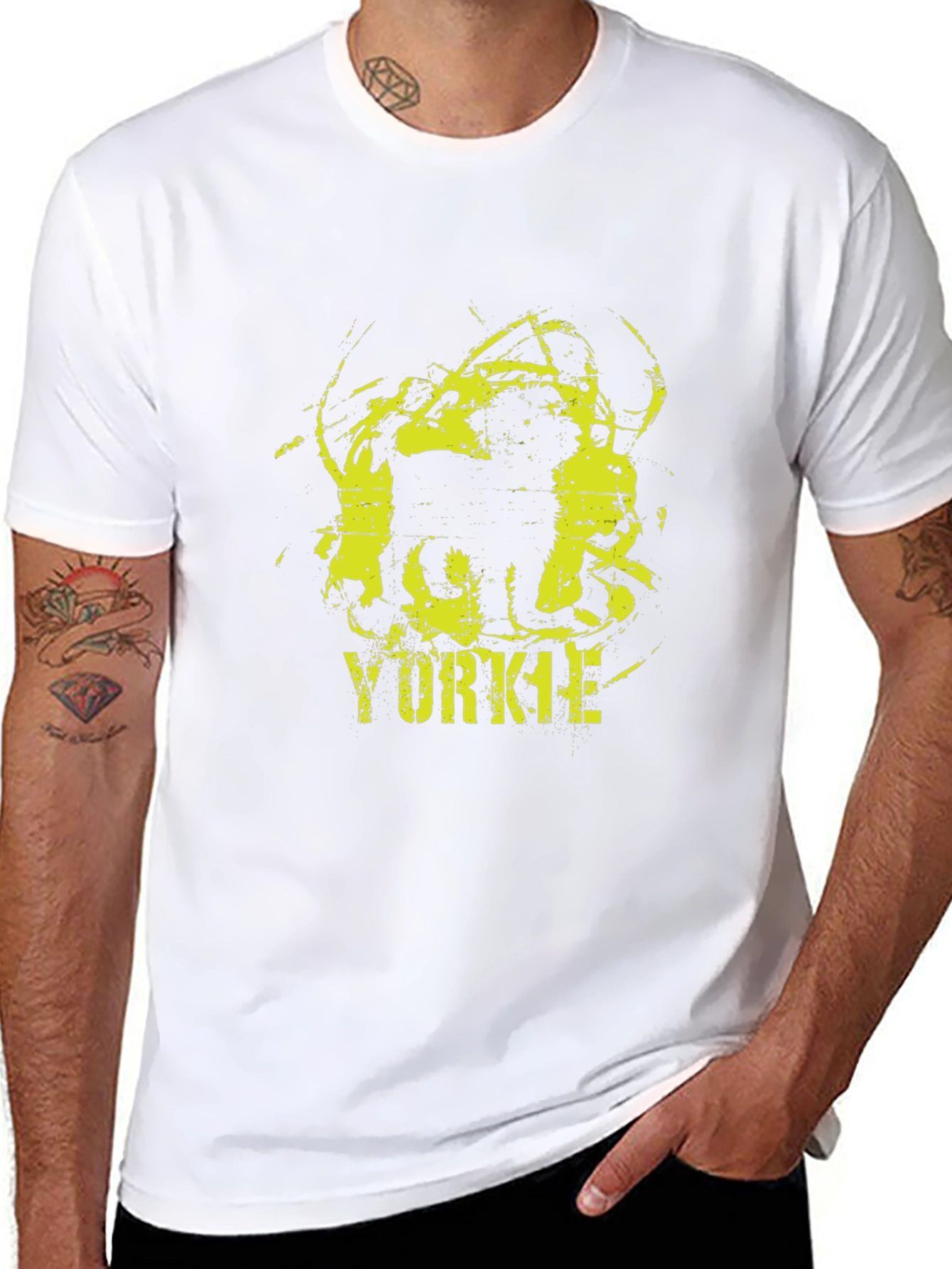 Yorkie Dog Graphic Print Black T-Shirt