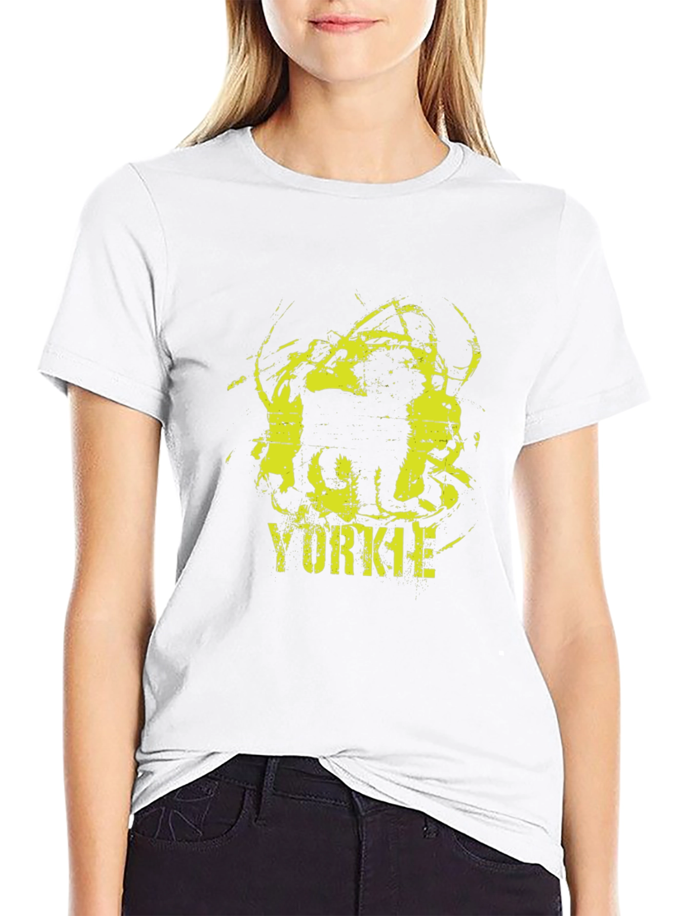 Yorkie Dog Graphic Print Black T-Shirt