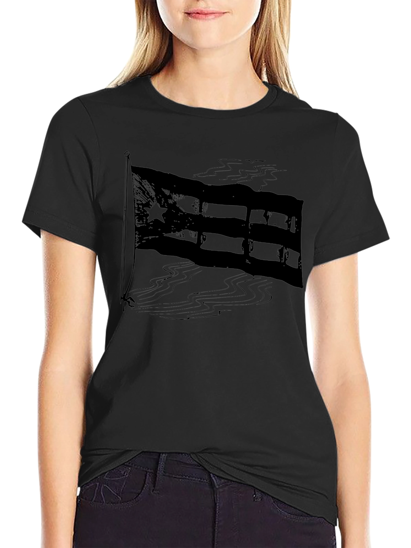 Puerto Rico Flag Graphic T-Shirt - Mens Black Tee