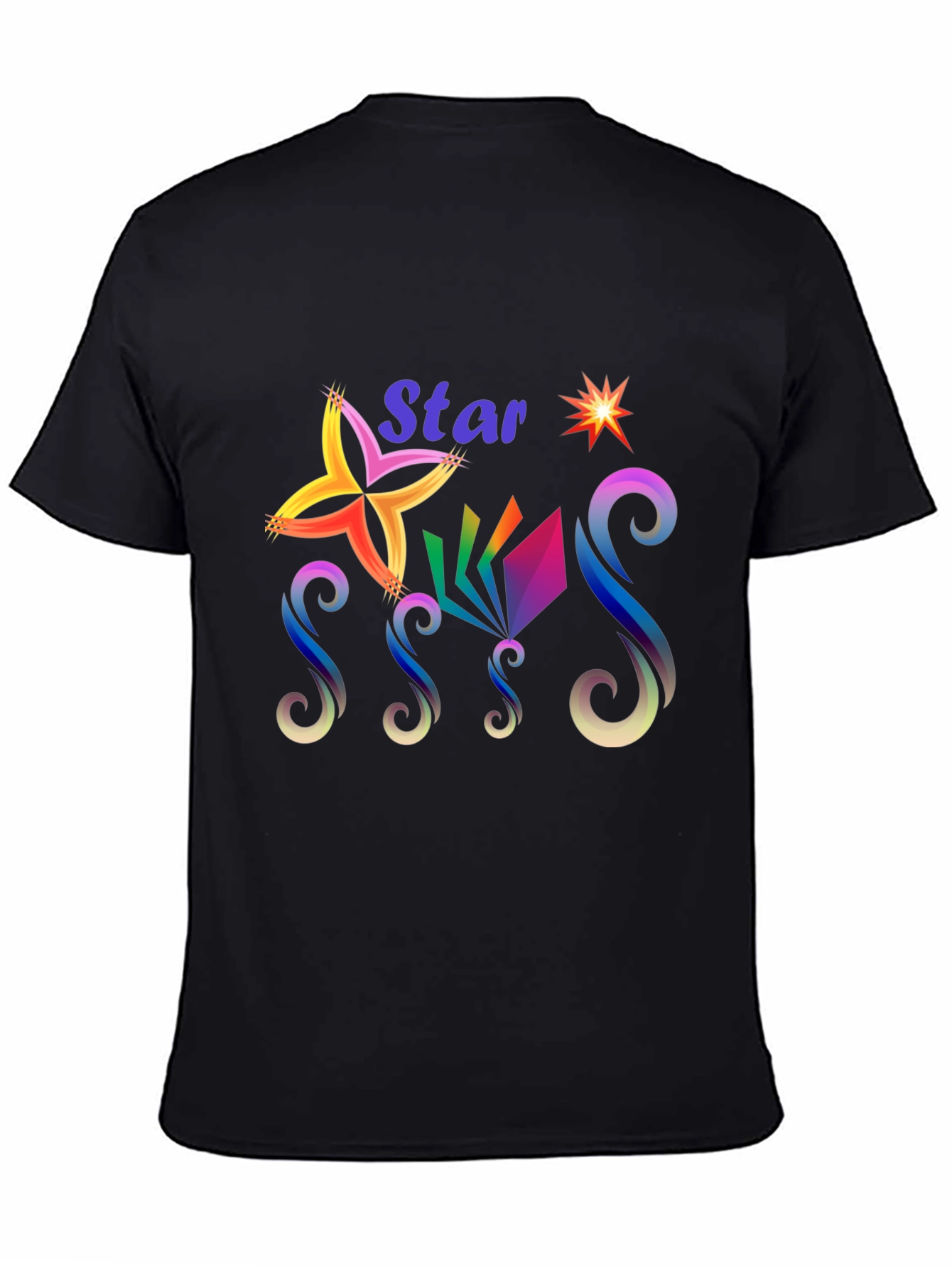 Star Graphic Print Black T-Shirt