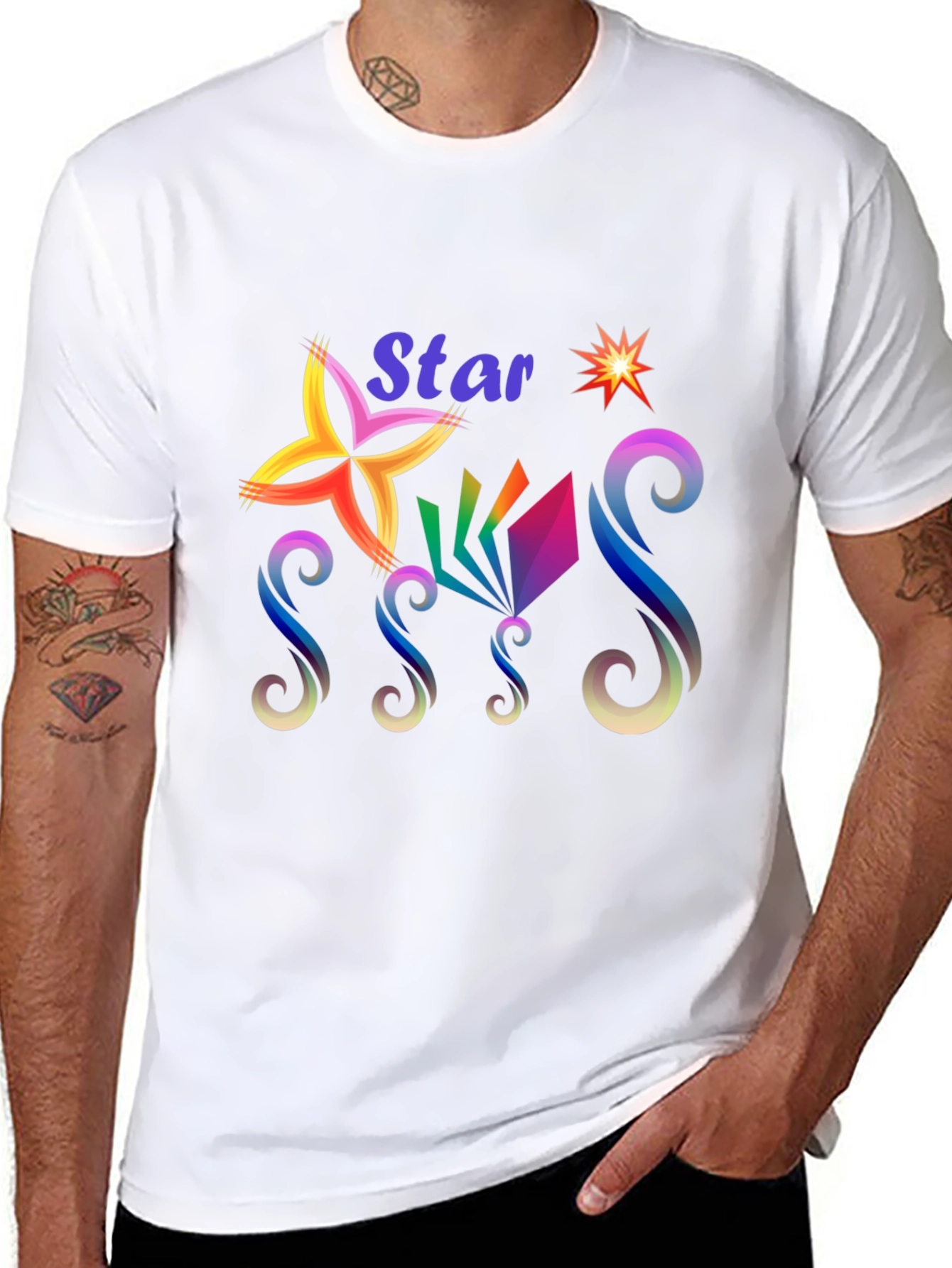 Star Graphic Print Black T-Shirt