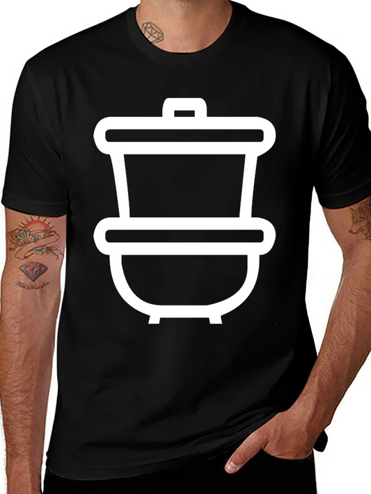Stylish Black T-Shirt with White Trash Can Graphic