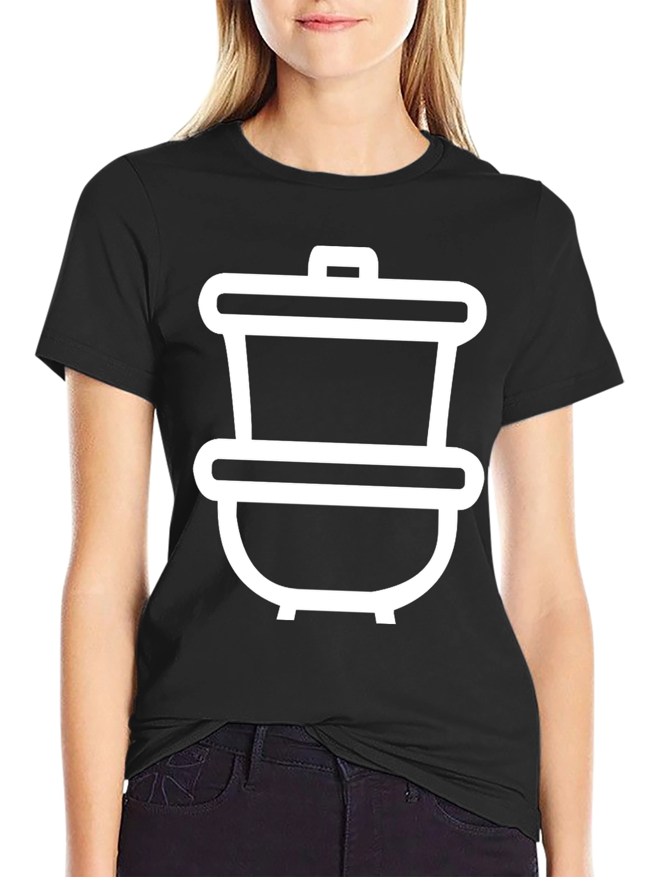 Stylish Black T-Shirt with White Trash Can Graphic