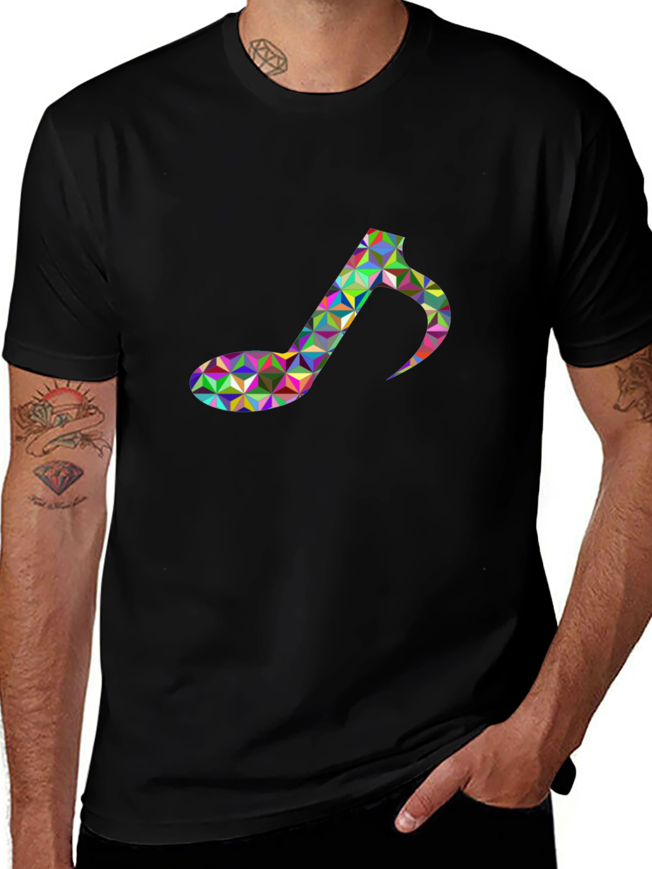 Geometric Music Note T-Shirt - Unique Graphic Tee