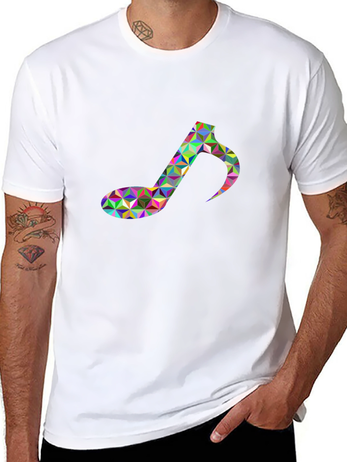 Geometric Music Note T-Shirt - Unique Graphic Tee