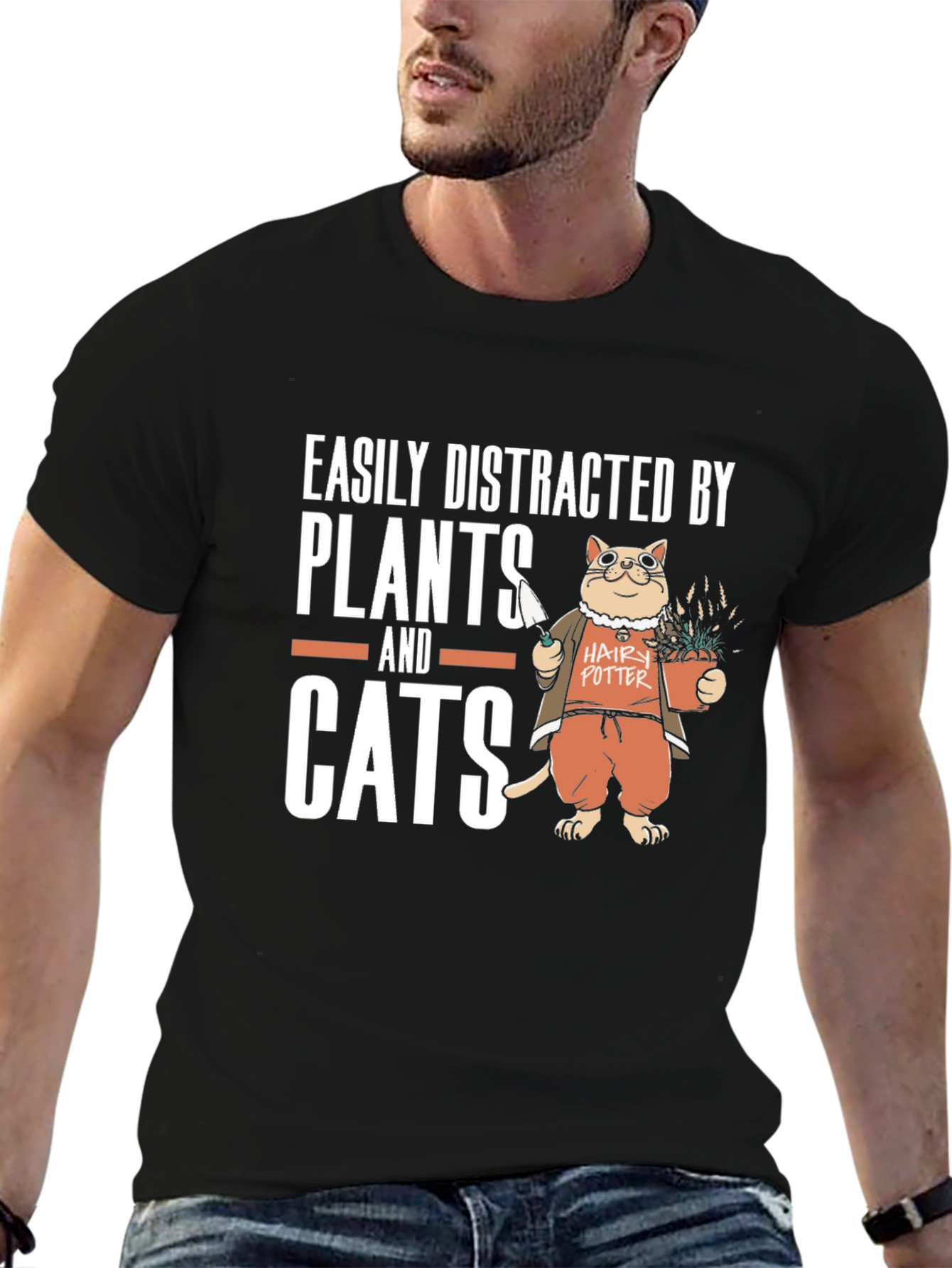 Easily Distracted by Plants and Cats T-Shirt