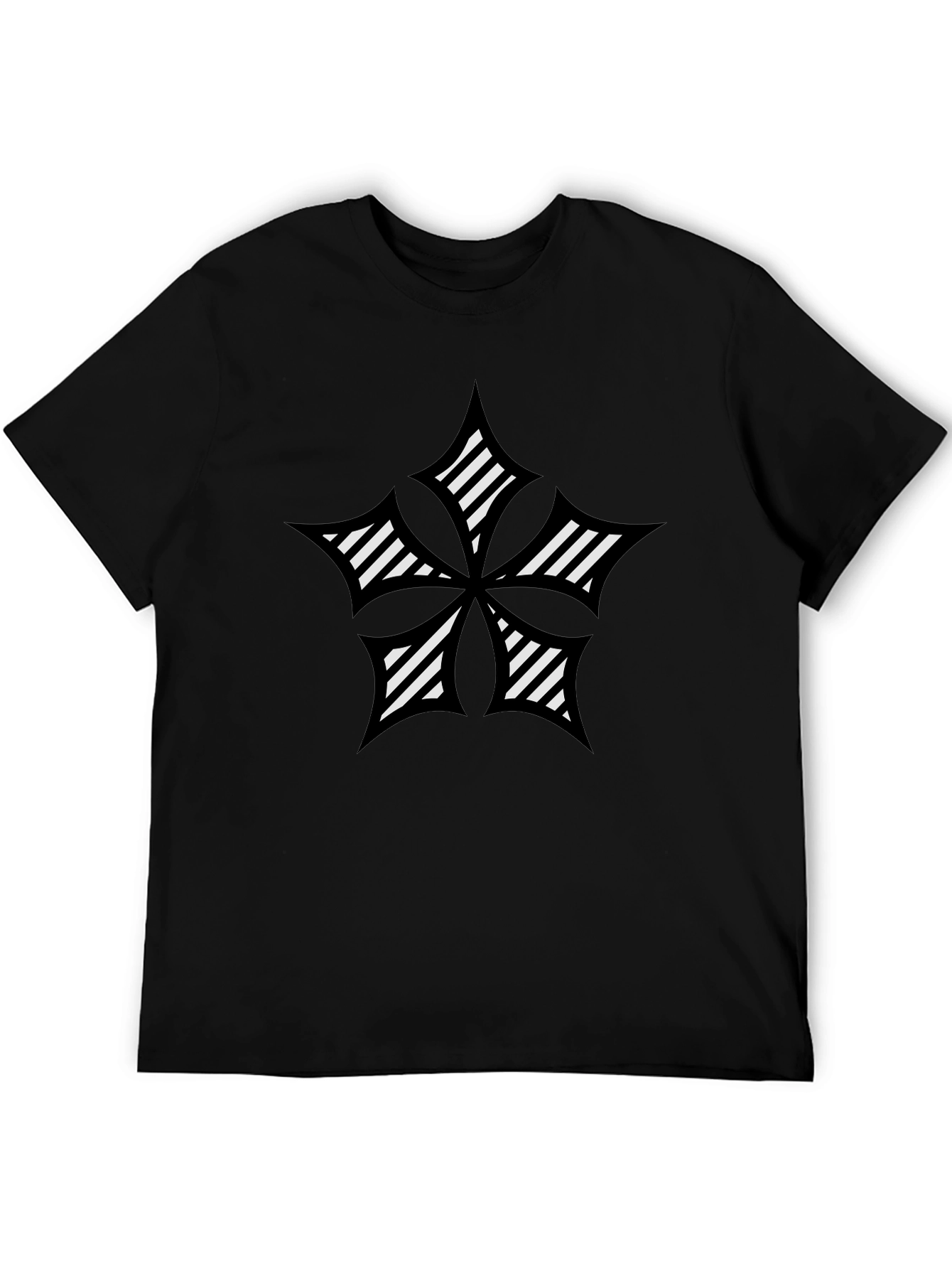 Striped Star Graphic Black T-Shirt
