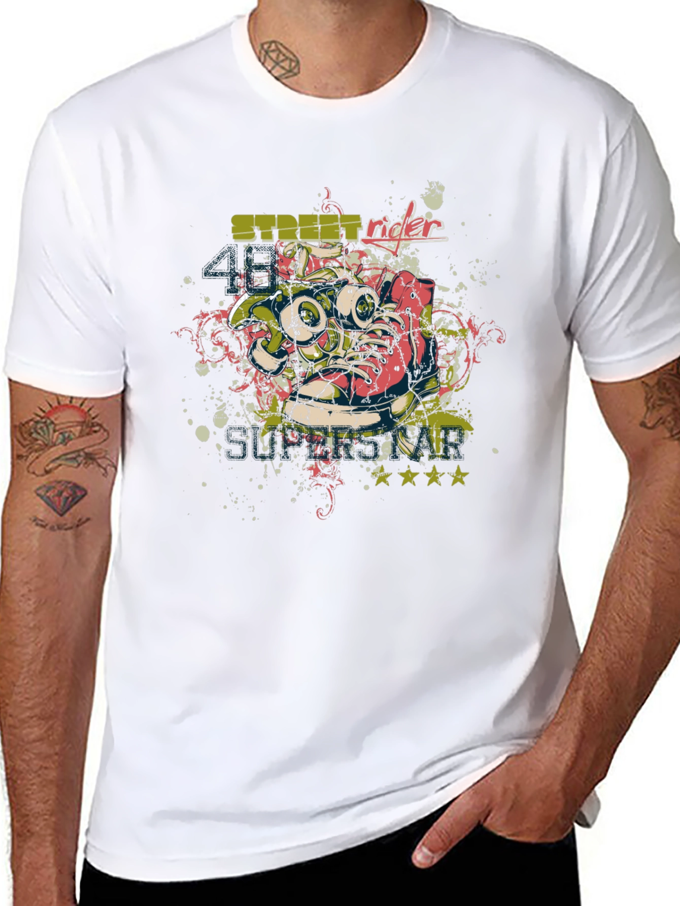 Street Rider Graphic Tee - Black Cotton T-Shirt