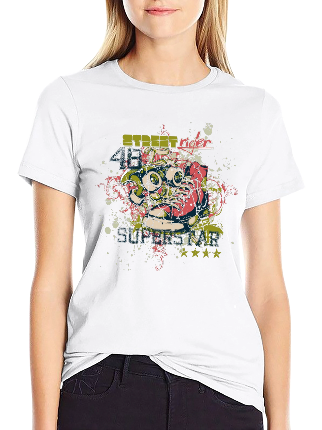 Street Rider Graphic Tee - Black Cotton T-Shirt