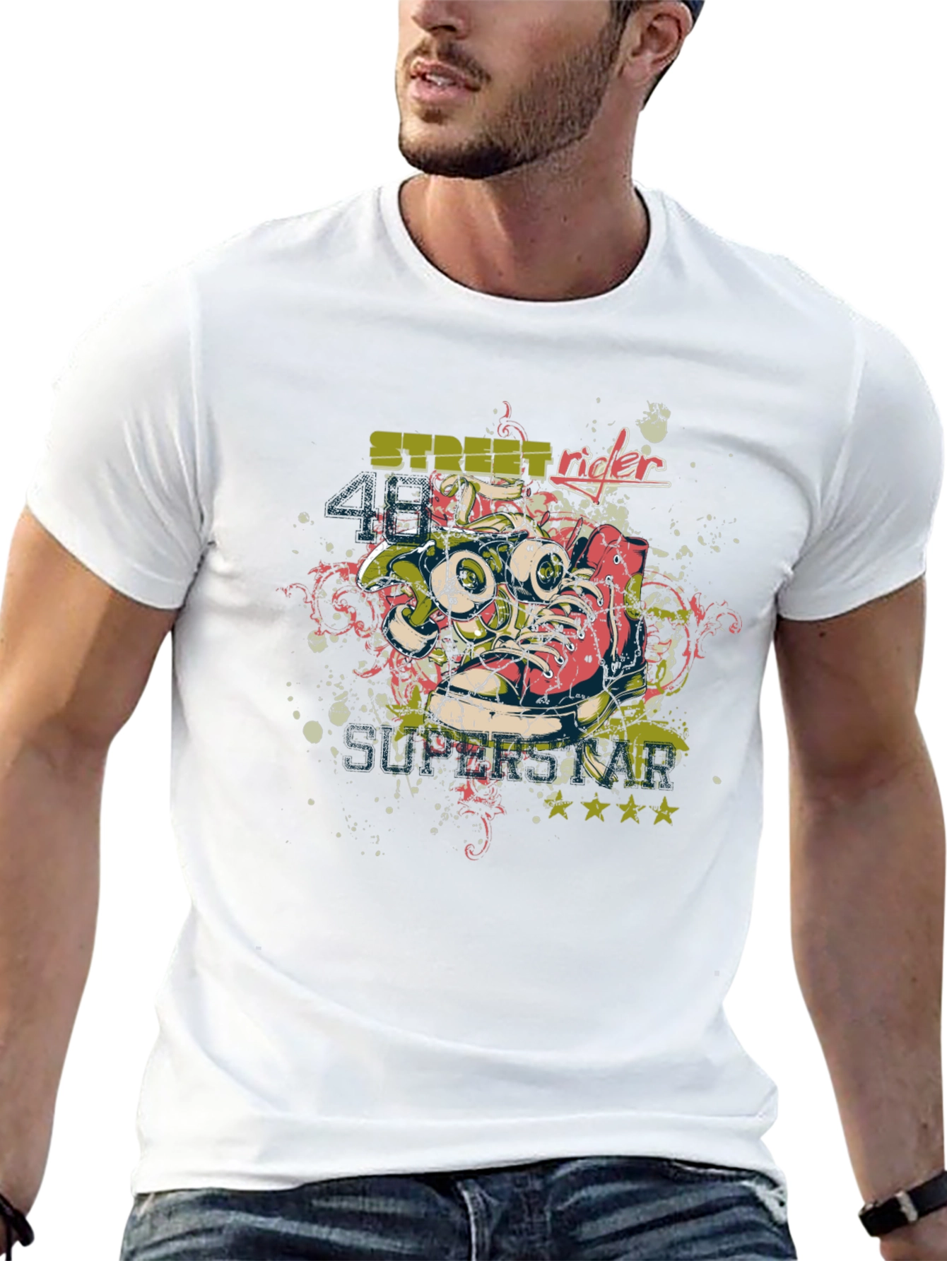 Street Rider Graphic Tee - Black Cotton T-Shirt