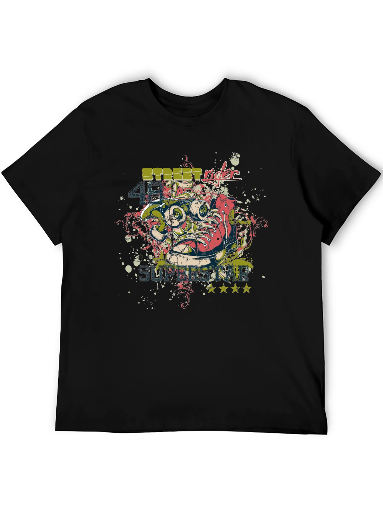 Street Rider Graphic Tee - Black Cotton T-Shirt