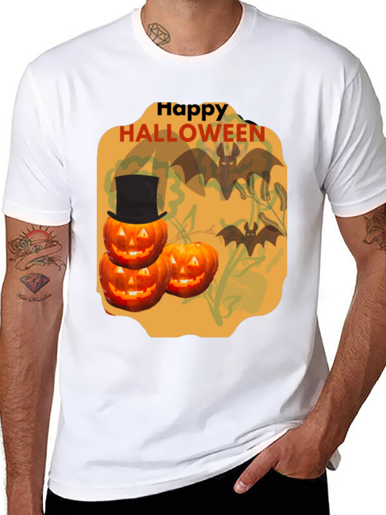 Halloween Pumpkin & Bat Graphic Tee